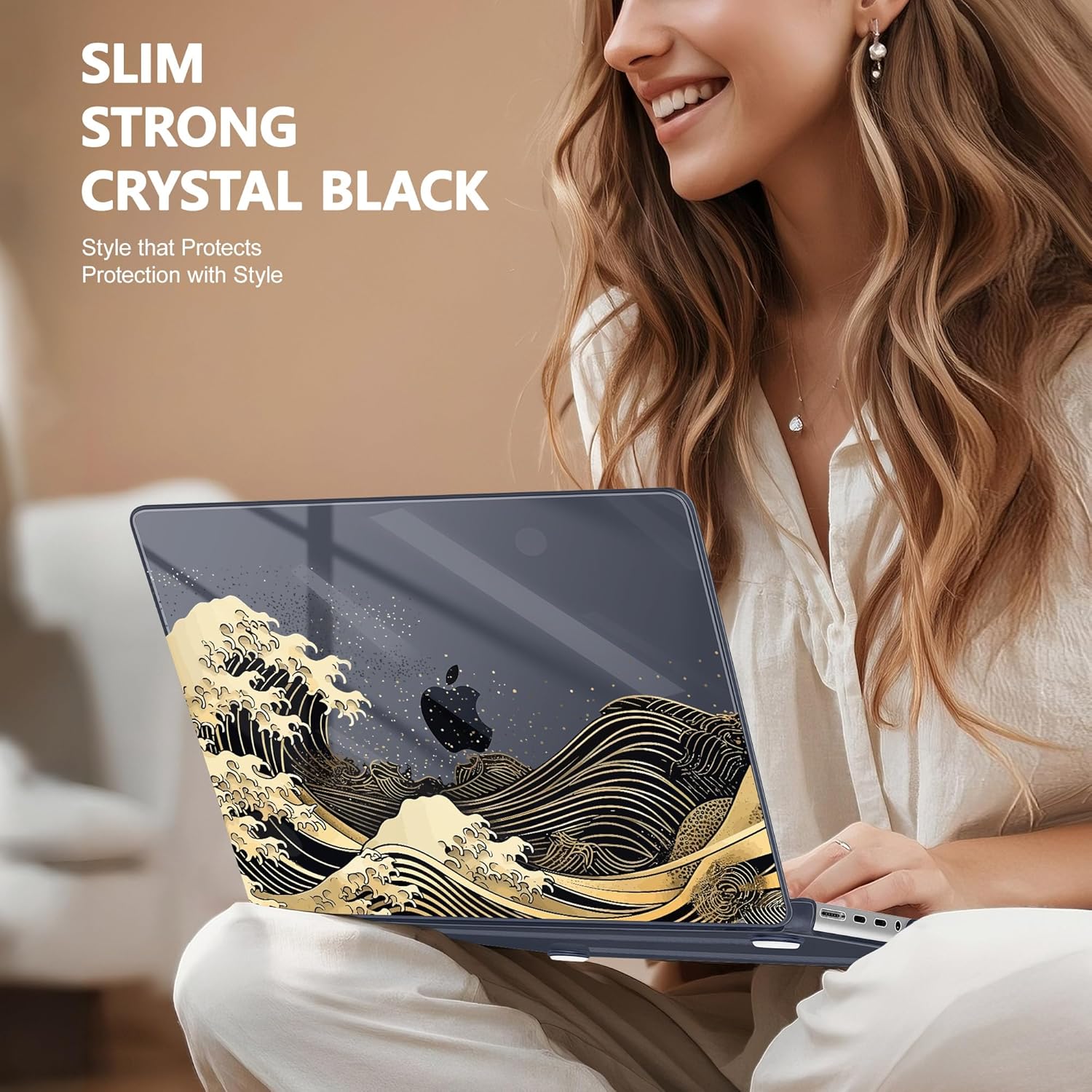 May Chen for MacBook Pro 16 inch Case M1 M2 M3 M4 M5 Pro/Max with Liquid Retina XDR, Release 2021-2025 2026 A3429 A3428, Anti-Drop Plastic Hard Shell with Keyboard Cover, Sea Wave