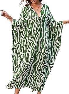 Kaftan Dresses for Women V-Neck Batwing Sleeves Swimsuit Beach Cover Ups Tie Dye Caftan Hawaiian Dress - Buy now