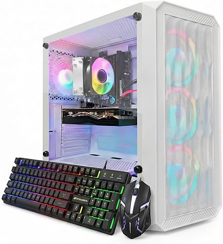 STGAubron Computadora de escritorio para videojuegos, AMD Ryzen 3 3200G 3.6 GHz, Radeon RX 580 8G, 16G DDR4, 1T SSD, WiFi 6, BT 5.0, ventilador RGB