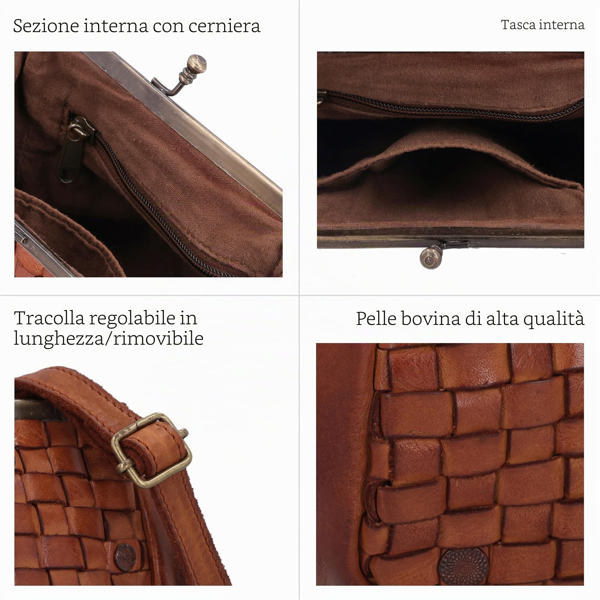 Gusti Borsa a tracolla in pelle Britney – Borsa da donna – Marrone