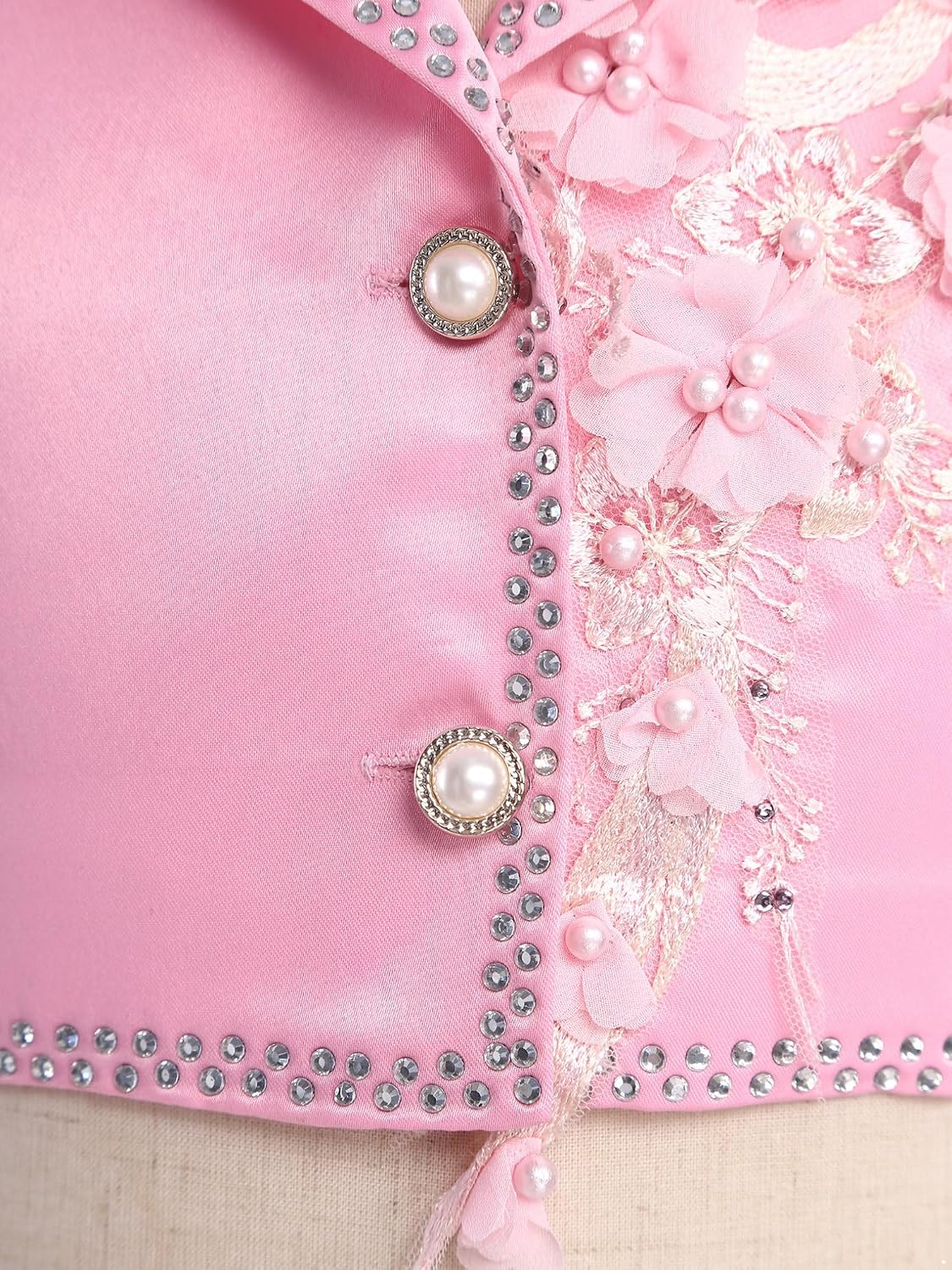 Choomomo Kids Girls Rhinestone Bolero Sparkly Sleeveless Cropped Blazer Vest Embroidery Dress Waistcoat