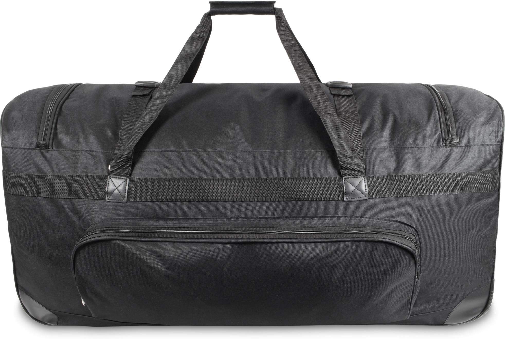 XXL 100 Liter Reisetasche mit Trolleyfunktion Trolleykoffer mit 2/3 Rollen und extra großem Hauptfach Schwarz / 100 Liter XXL