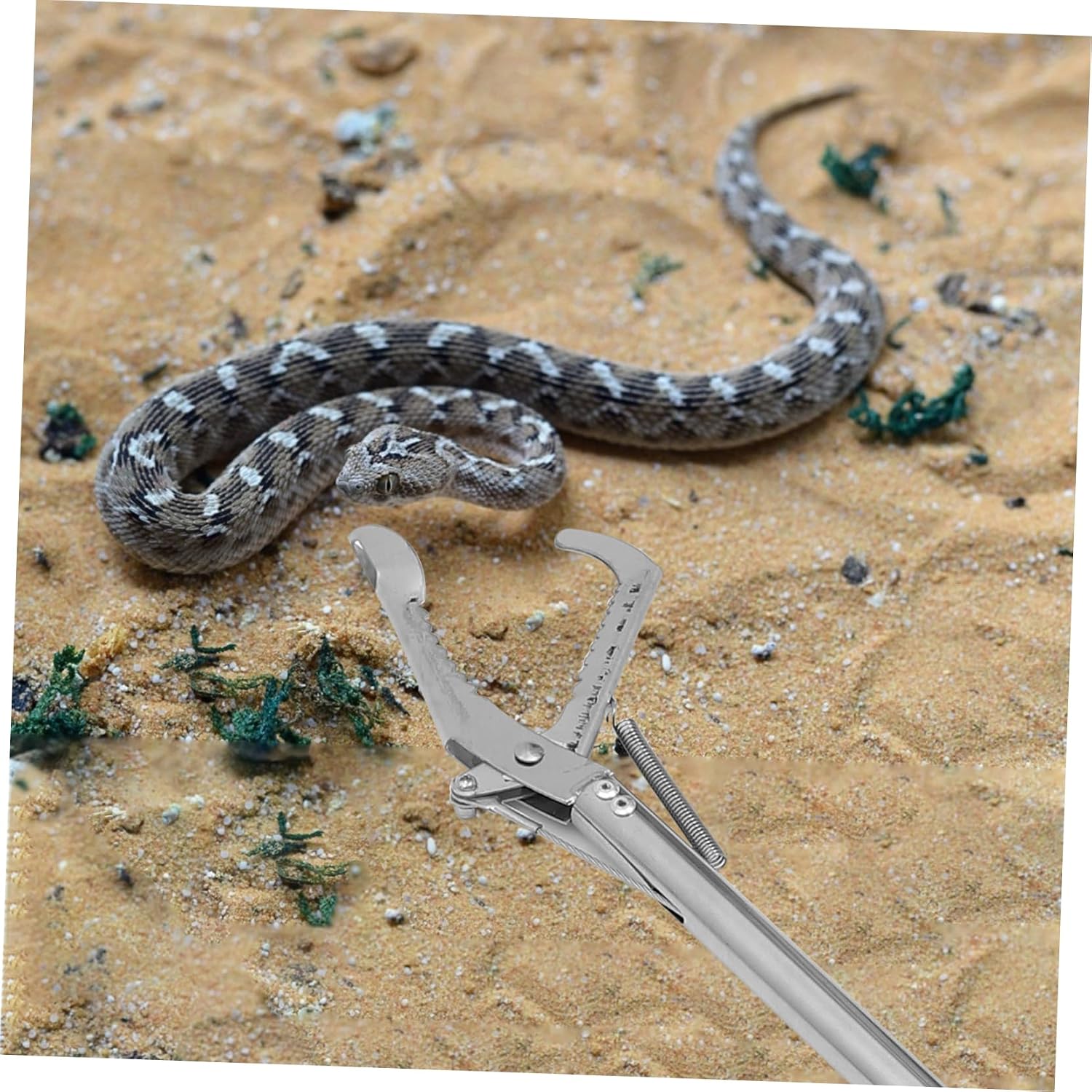 1pc Folding Stainless Steel Snake Catcher Safe Snake Trap Tool for Reptile Handling and Capture