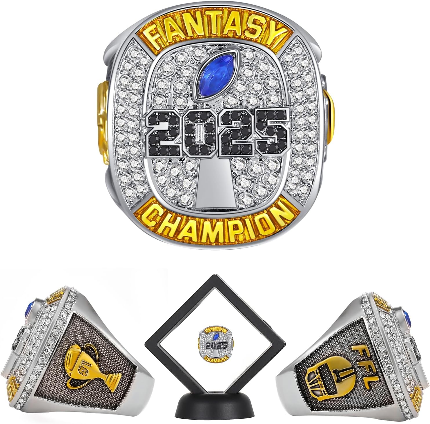2025 Fantasy Football Championship Ring League Champion Trophy Rings Premium Award for Winner