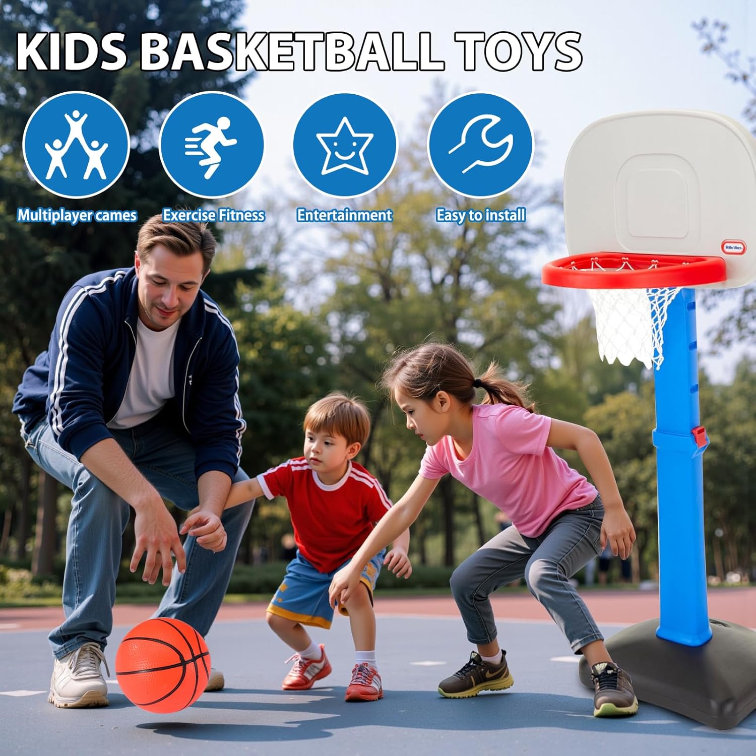 4 Pcs Replacement Balls for L-ittle Tikes Basketball Hoop Set with Mesh Storage Bag, Lightweight Soft Small Basketball，6 Inches Colorful Small Balls, Includes Air Pump