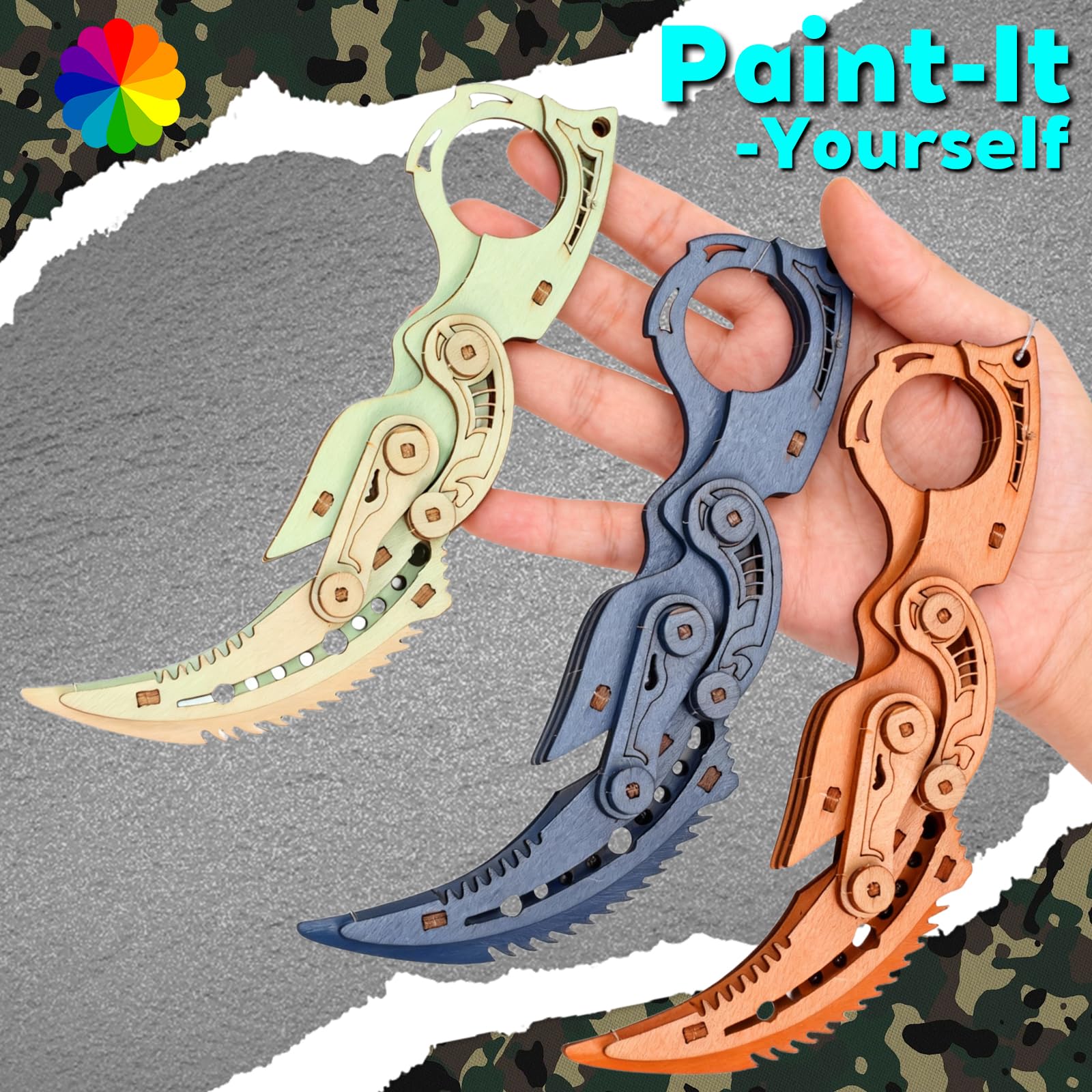 Puzzle in legno 3D per adulti - Set di 6 coltelli con 266 pezzi, struttura meccanica ad incastro mobile, piegatura laser ad alta precisione, kit di modellini in legno e kit di costruzione in legno