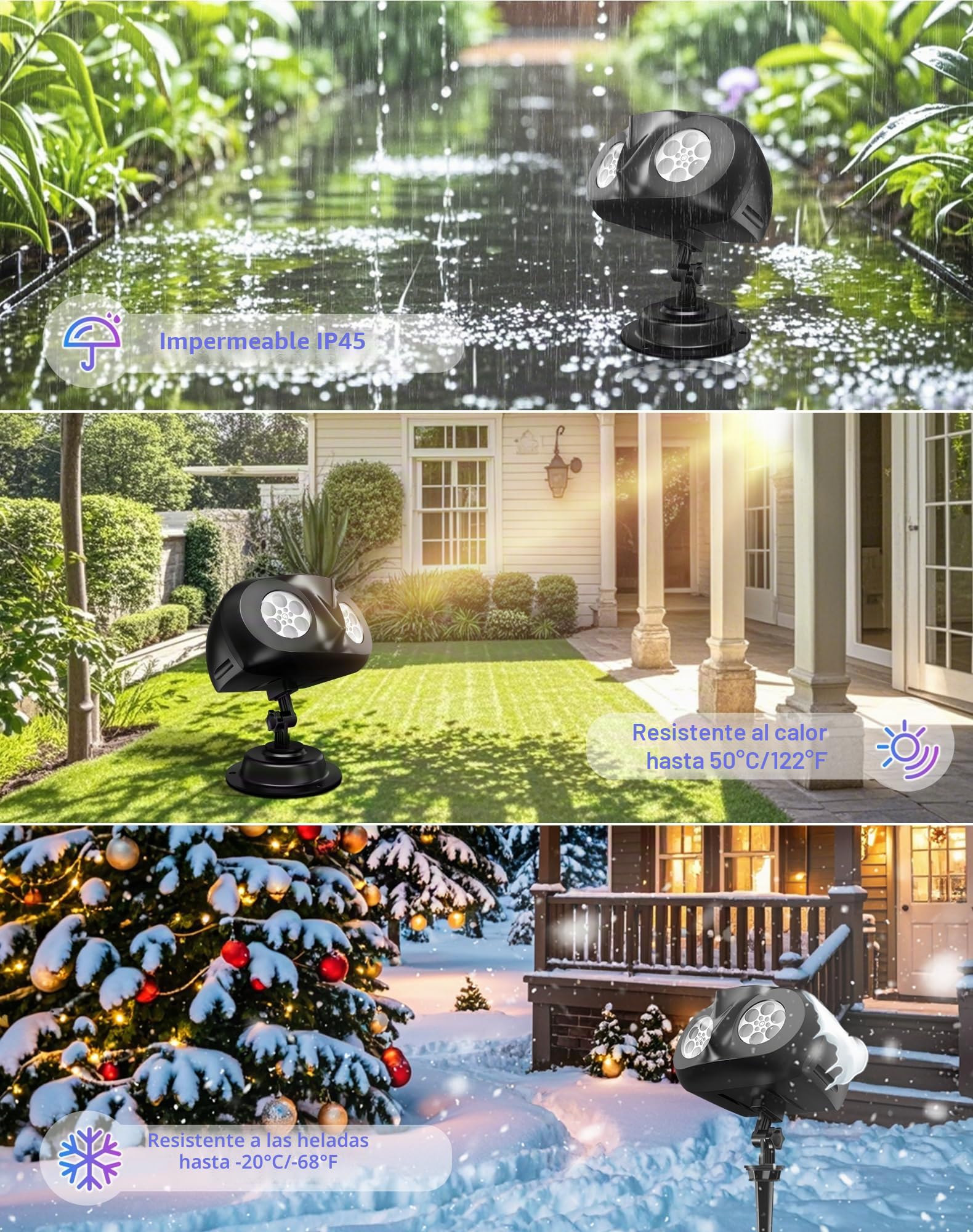 Proyector Luces Navidad, LED Proyector Copos de Nieve Lámpara de Proyección Navidad con Control Remoto, Impermeable IP45 Exterior y Interior, Decoración para Fiesta, Festivos, Halloween