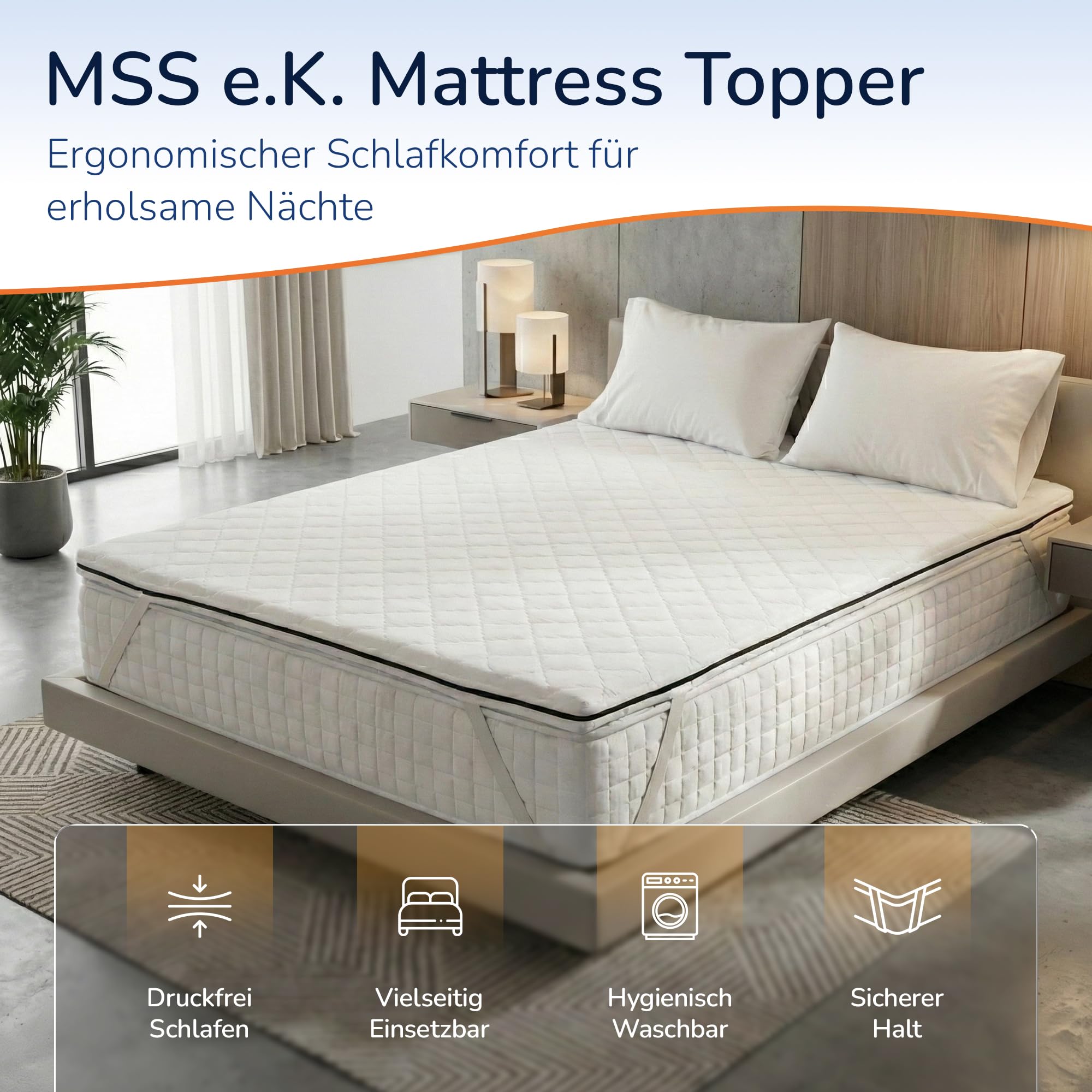 MSS e.K. Komfortschaum Matratzentopper 130 x 200 cm | optimale Körperanpassung | Mattress Topper 130x200 | Designed und produziert in Deutschland | Oeko-TEX Zertifiziert