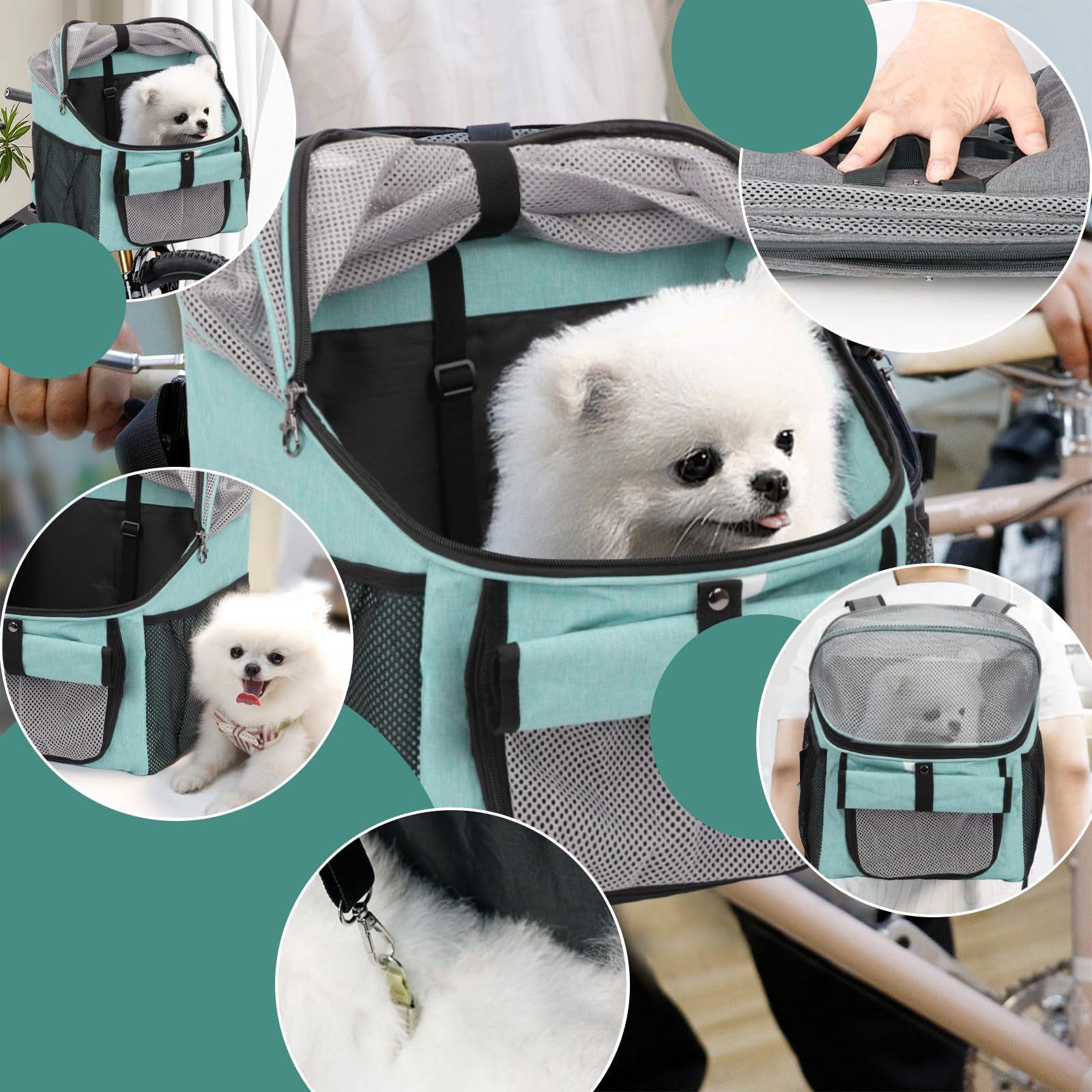 Cestino per bicicletta anteriore, pieghevole, impermeabile, per cani e animali domestici, shopping, campeggio e attività all'aperto