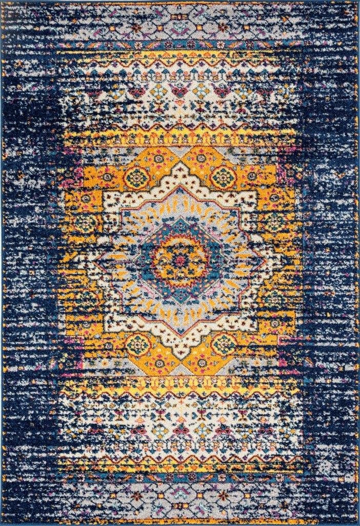 AMER Rugs MAN342606 Manhattan 34 Navy Power-Loomed Runner Rug 2'6"x6'