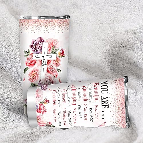 Miniatura 3 de Vaso de viaje cristiano para mujer, 20 onzas, acero inoxidable, doble pared, aislado al vacío, taza de café con tapa, inspirador, religioso,