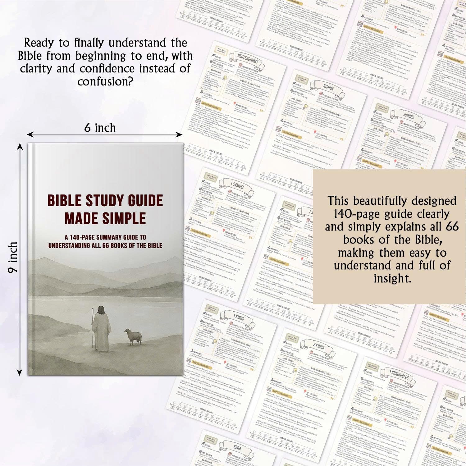 Bible Study Guide Made Simple - 140-Page Beginners Bible Study Guide with Overview & Summary Outlines of All 66 Books, Perfect Christian Gift