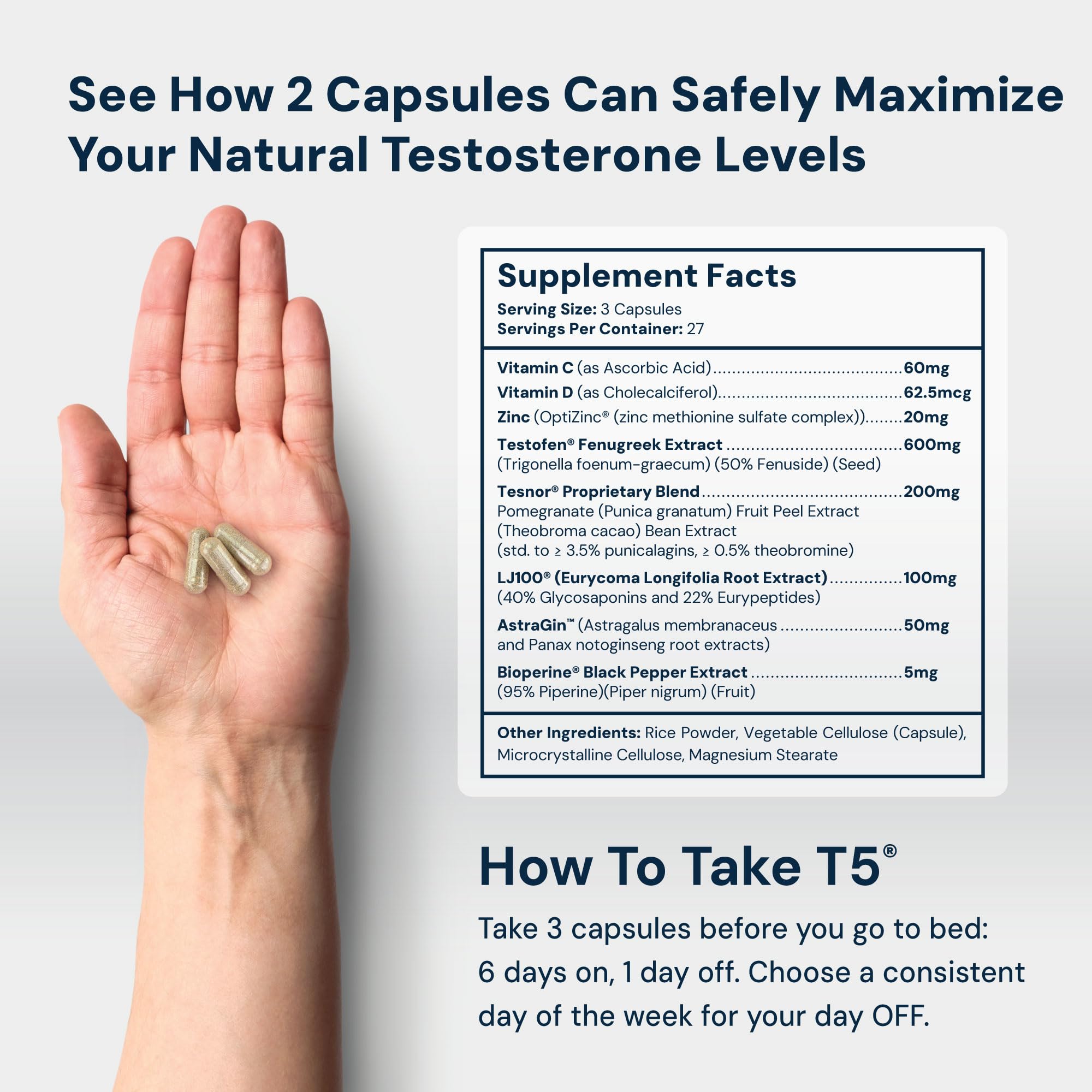 HPN T(5) Testosterone Support for Energy & Endurance, 81 Capsules — Amazon image 3