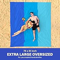 Vista 147 de Beach Blanket Oversized Extra Large 78" X 81",Waterproof Sandproof Beach Blanket 1-7 Adults Lightweight Durable for Travel Camping Hiking Picnic