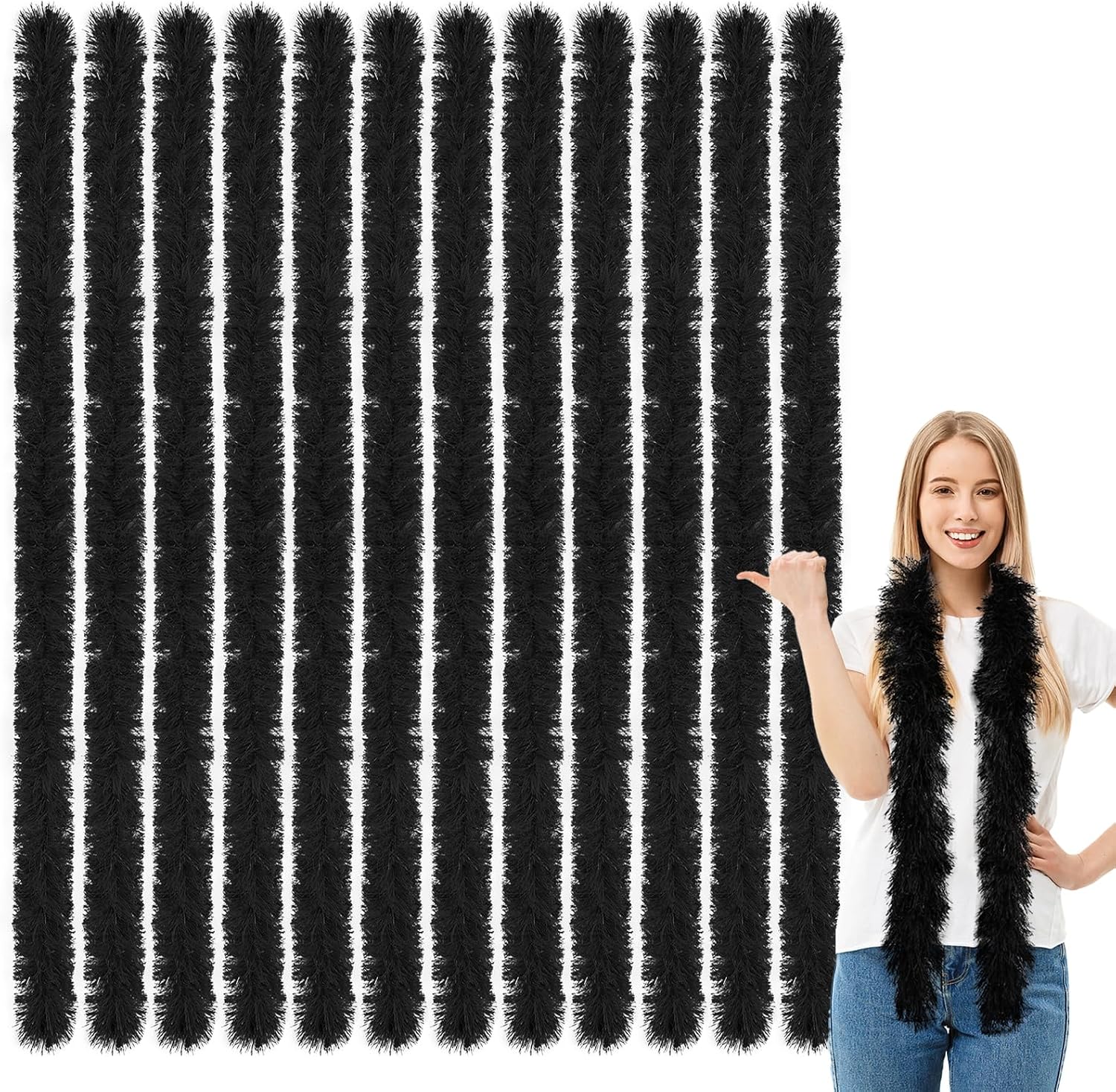 24pcs Feather Boas Bulk Artificial Fluffy Boas Costume Decor for Halloween Wedding Christmas Tea Party Supplies