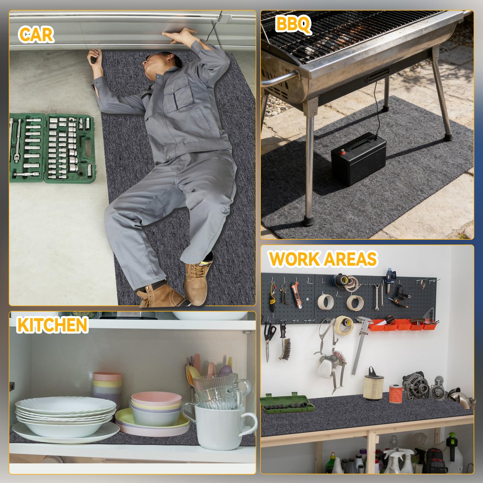 Alfombrilla de aceite para garaje, 2 piezas, almohadilla de recolección de derrames de aceite con respaldo de goma impermeable, alfombrilla absorbente debajo del automóvil que protege contra derrames