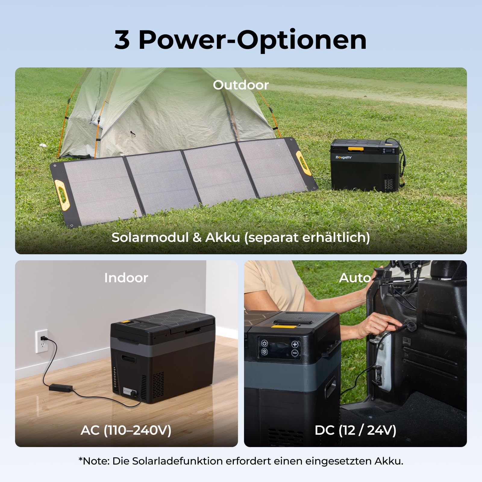 BougeRV CRX3 Kompressor Kühlbox 28L mit Akku 240Wh, Auto Kühlbox, Tragbare Kühlbox 12V 230V -20℃ bis 20℃, Akku Kühlbox mit App-Steuerung, Für Camping, Auto, Outdoor, Reise & Freizeit (2026 Neu)