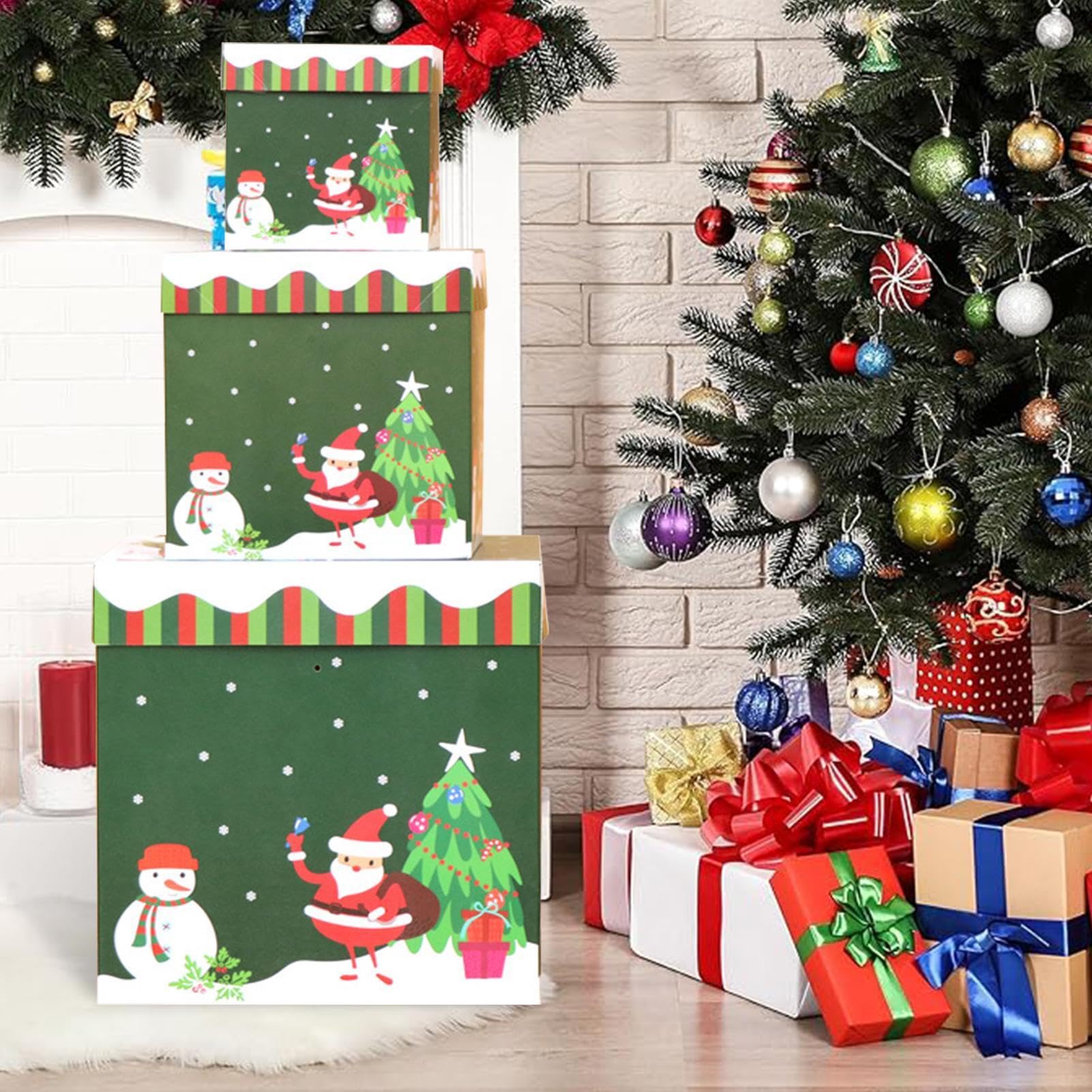 クリスマスボックス 雪だるまデザイン Amazon.co.jp: クリスマス入れ子ボックス | 雪だるま 積み重ね可能な