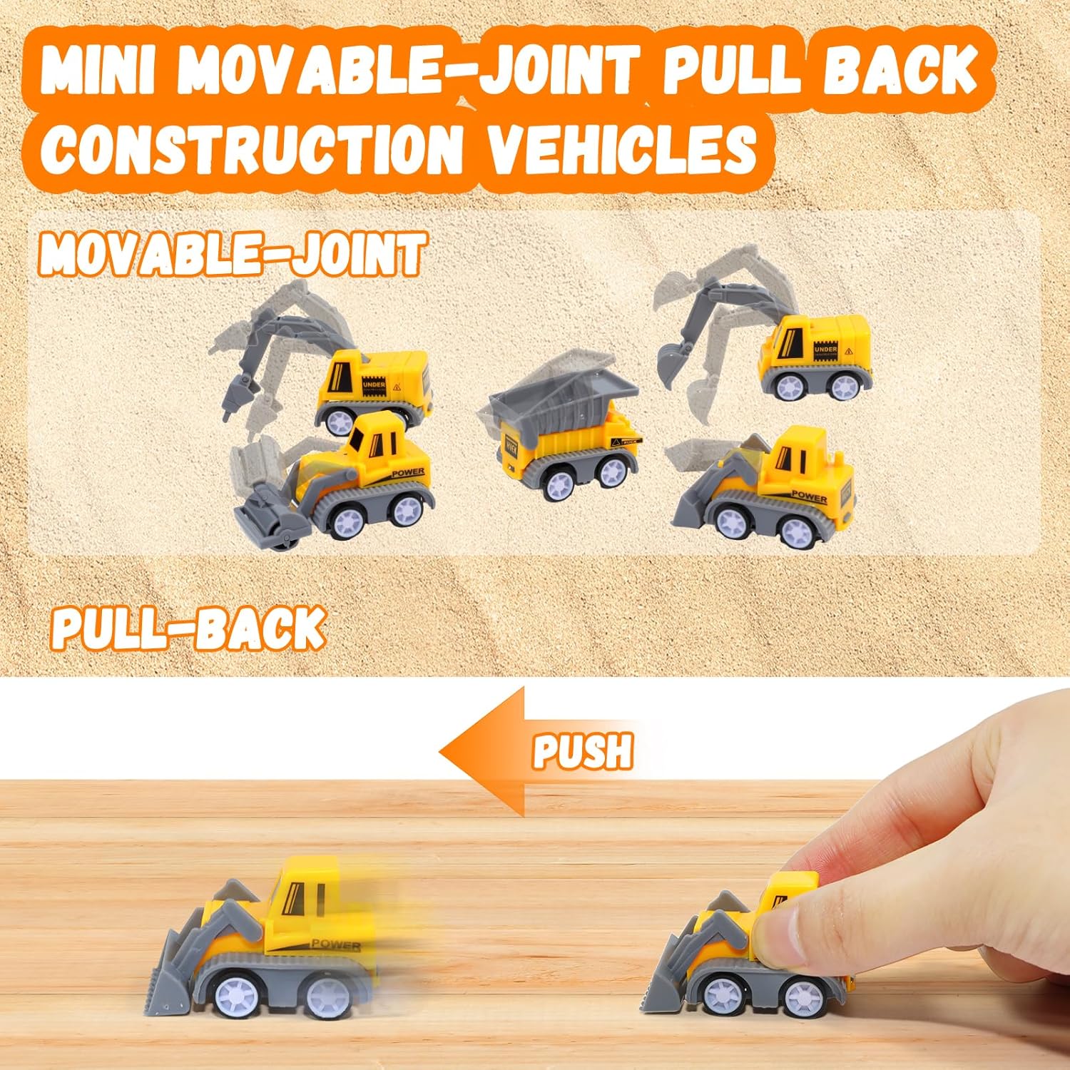 Construction Sensory Bin with Lid, 2.2lbs Magic Sand & 5 Construction Trucks, Sensory Sand Kit Construction Toys for 3 4 5 6 7 8+ Year Old Boys Toddlers Christmas Birthday Gift