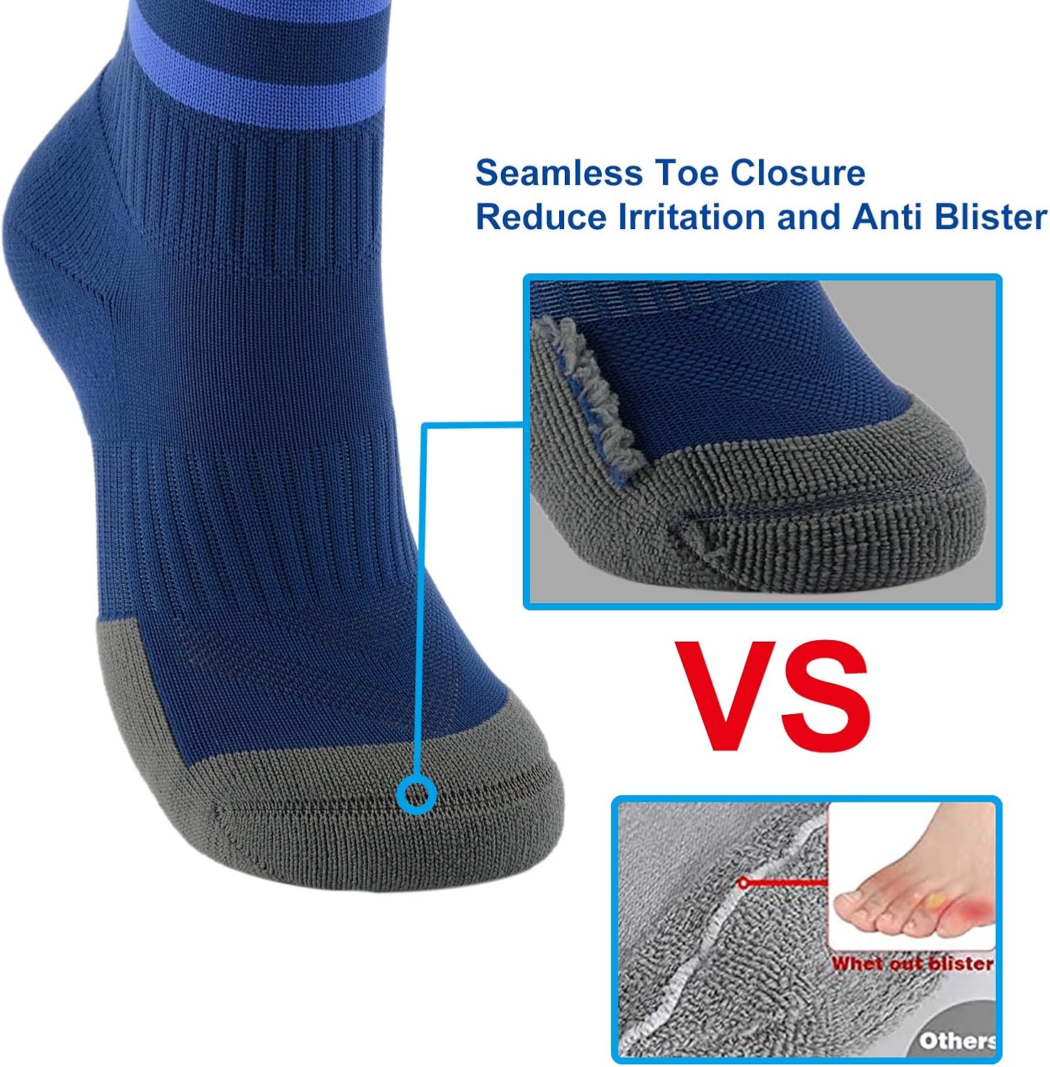 Boys Girls Cushioned Padded Anti Blister Seamless Knee High Long Athletic Soccer Football Baseball Stocking Socks - Image 5