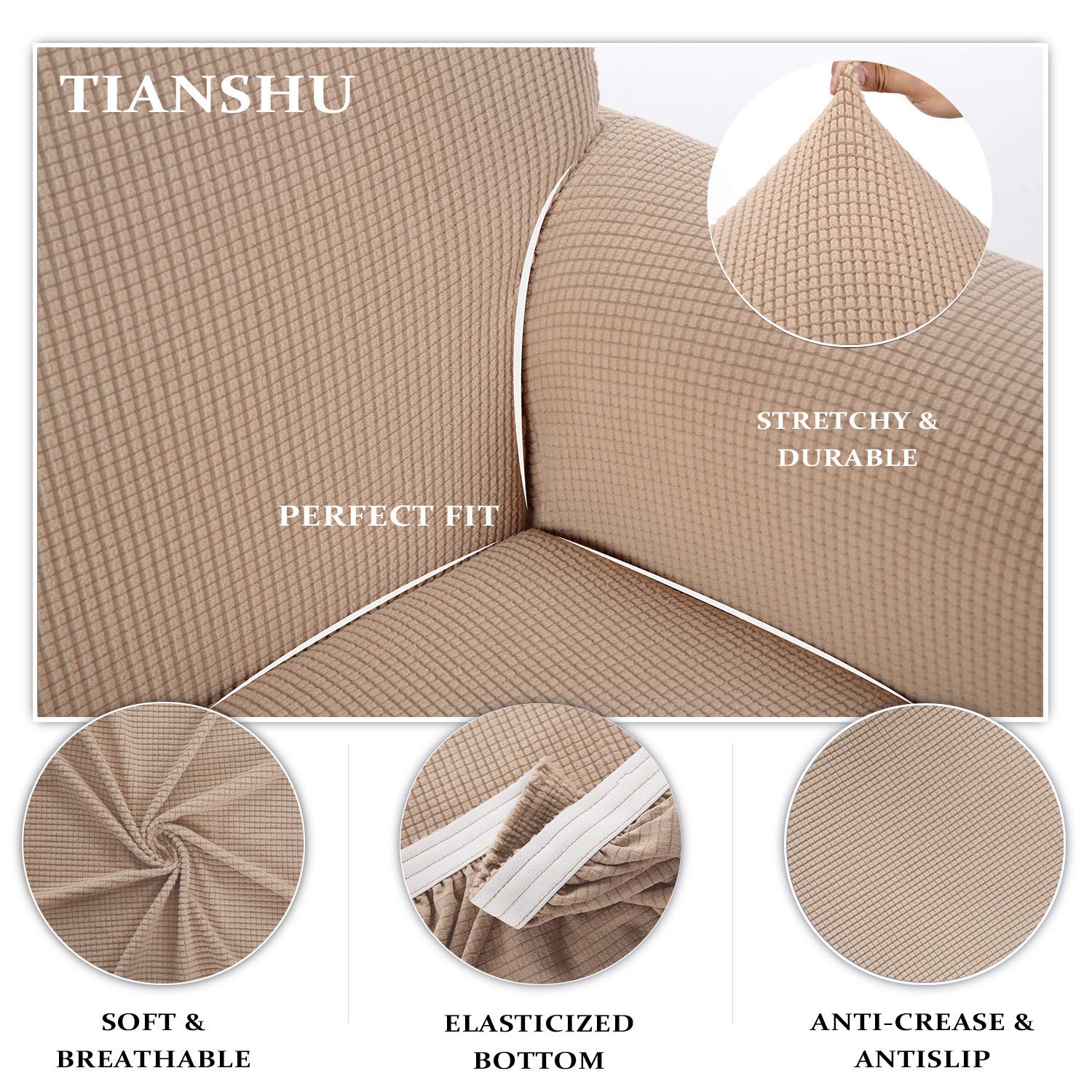 TIANSHU Housse Fauteuil Relax Jacquard Housse Canapé Relax Extensible Housse de Canapé Relax 1 Place (Sable)