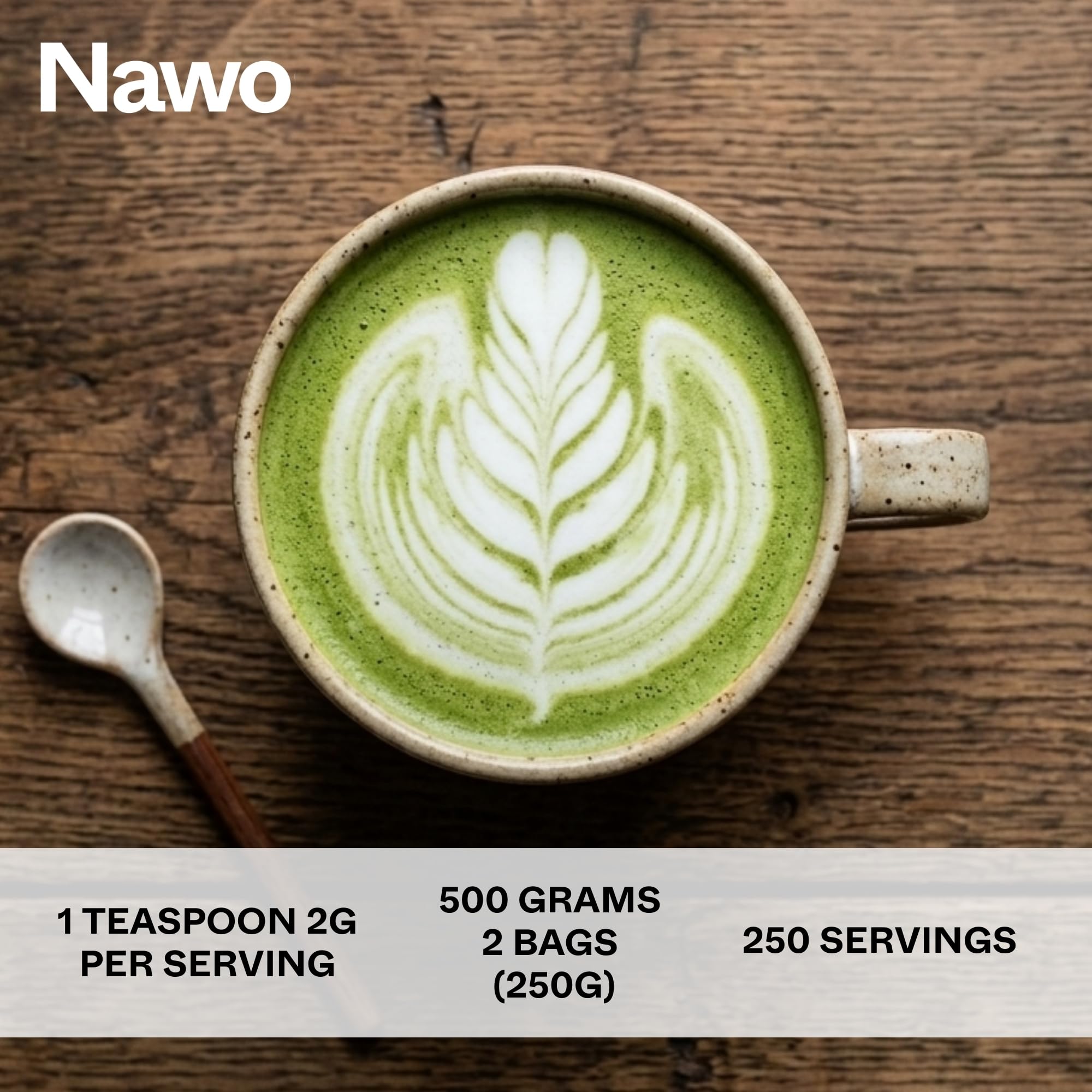 Nawo® Routines Matcha Barista – 250g & 500g & 1kg, Klasa Organiczna Premium, Zielona Herbata Matcha, 100% Naturalna i Ekologiczna, Jakość Profesjonalna (500g)