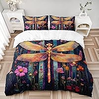 Vista 43 de AILONEN Juego de funda de edredón de rosas rojas tamaño Queen, juego de ropa de cama 3D con rosas rojas aceitadas para niñas, funda de edredón