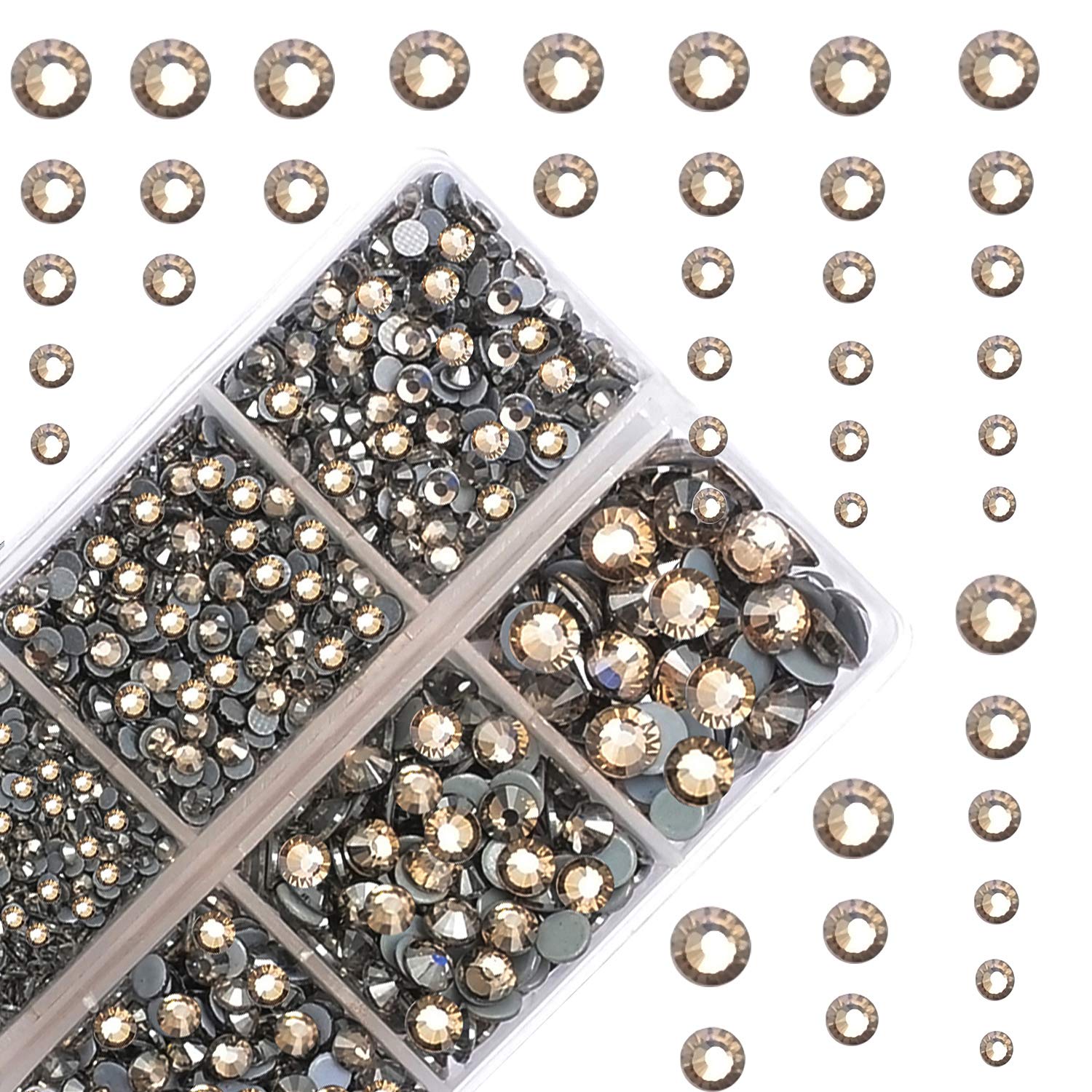 MASSIVE BEADSMASSIVE BEADS (Black Diamond) - 4000Pcs Mixed Size Hot Fix Round Crystals Gems Glass Stones Hotfix Flat Back Rhinestones (Black Diamond)