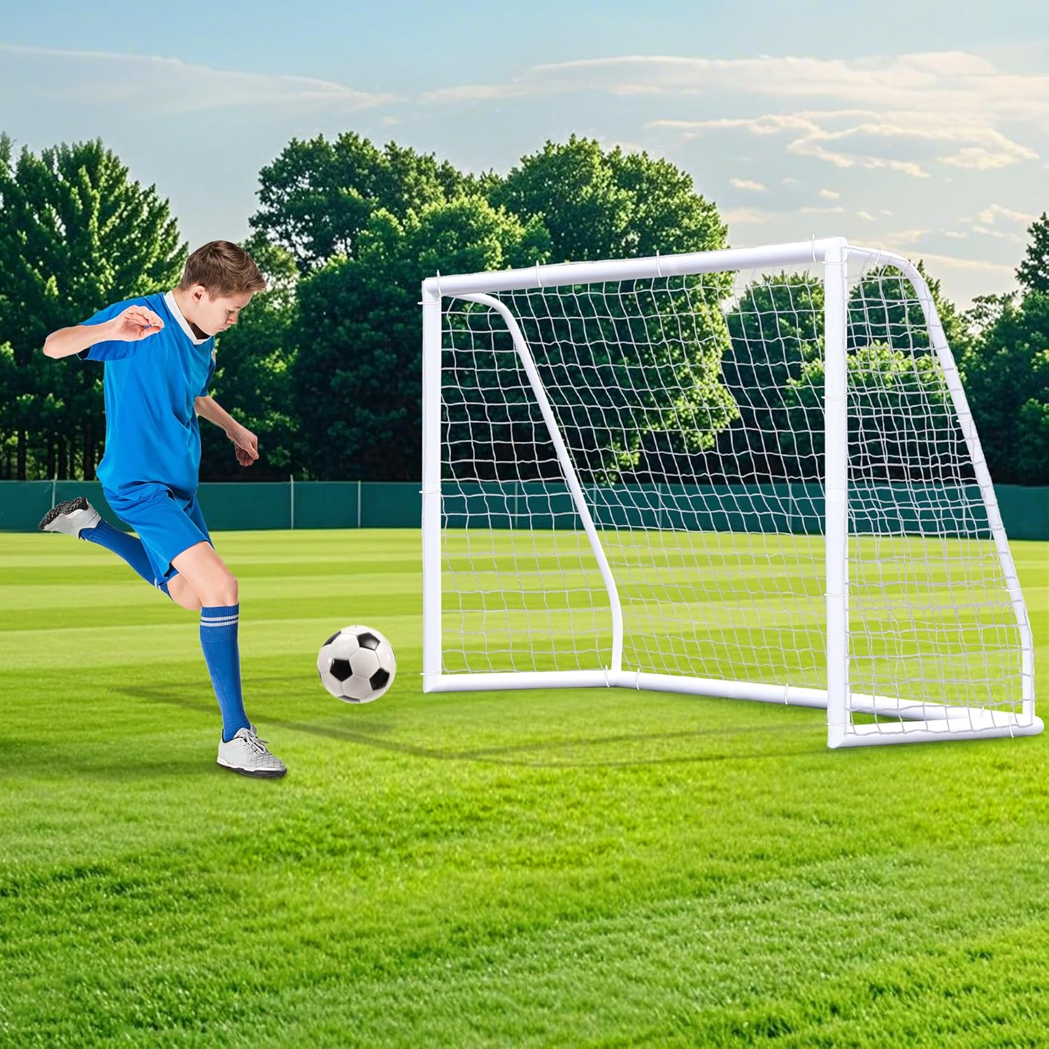 HomGarden Portable Soccer Goal for Backyard,12x6 / 10x6.5 / 8x5 ft Full Size Soccer Goals for Kids Adults Soccer Net Backyard Soccer Goals