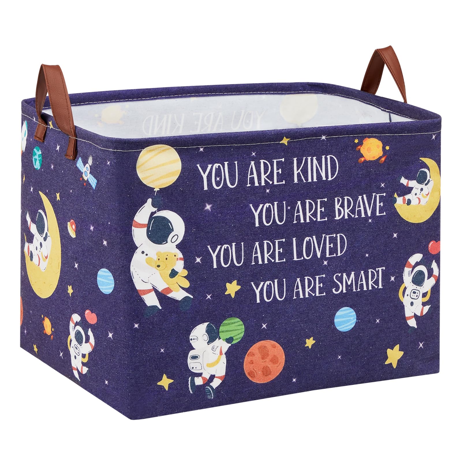 XHWZOF Space Room Decor Kid Storage Box,Boys Astronaut Planets Stars Organizer Toy Box Bin, Galaxy Spaceman Outer Space Blue Laundry Hamper for Baby