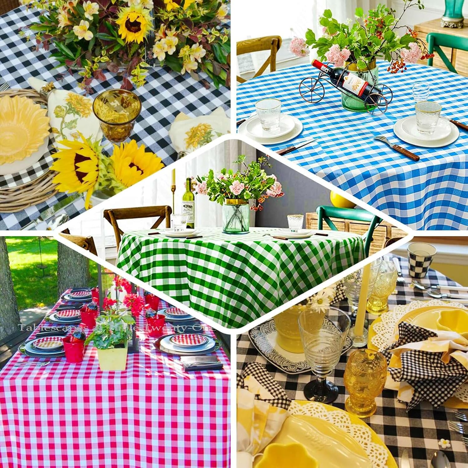 Efavormart Checkered Wholesale Gingham Polyester Linen Picnic Restaurant Dinner Tablecloth (Red, 54''x54'' (Square))