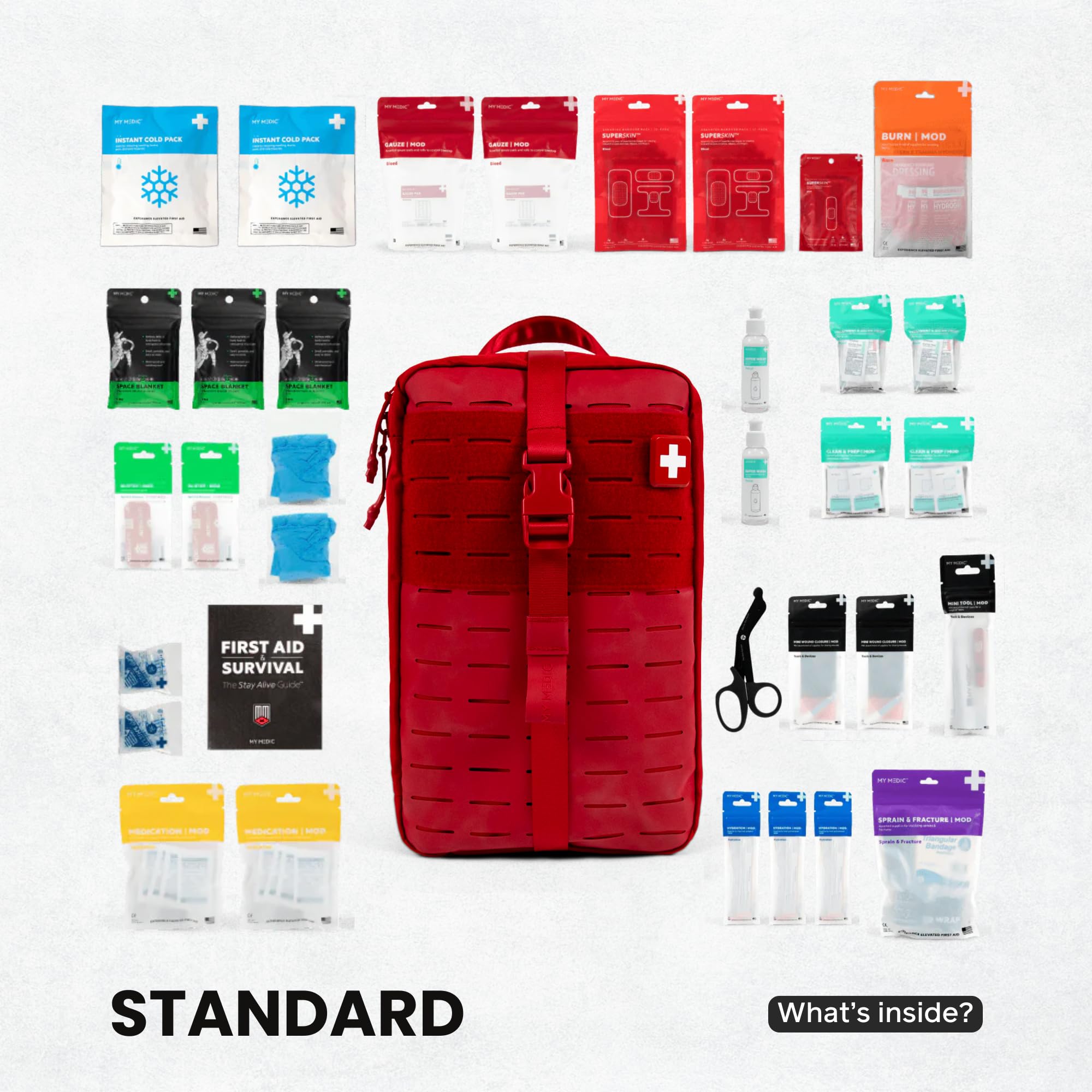 My Medic MYFAK Large Standard - HSA FSA Eligible First Aid Kit - Comprehensive Home Medical Kit with 150 Items - IFAK for Camping Car or Boat - Red