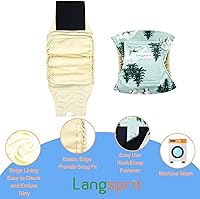 Vista 4 de Langsprit Bandas para el vientre masculino para perros (paquete de 3) – Envolturas de alta absorción para perros machos lavables – Pañales oso polar