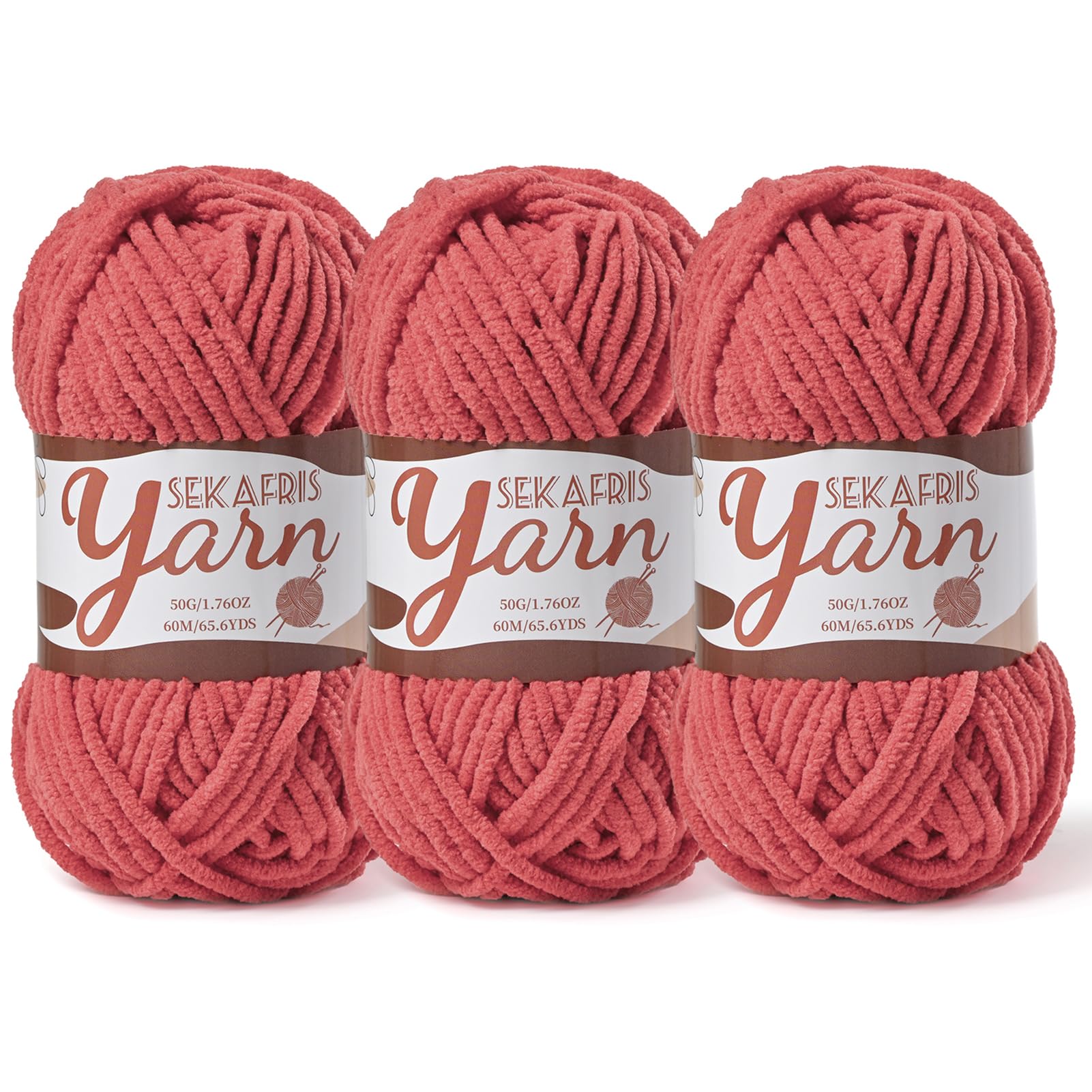 Chenille Yarn for Crocheting Crochet Watermelon Red Yarn 3 Pack