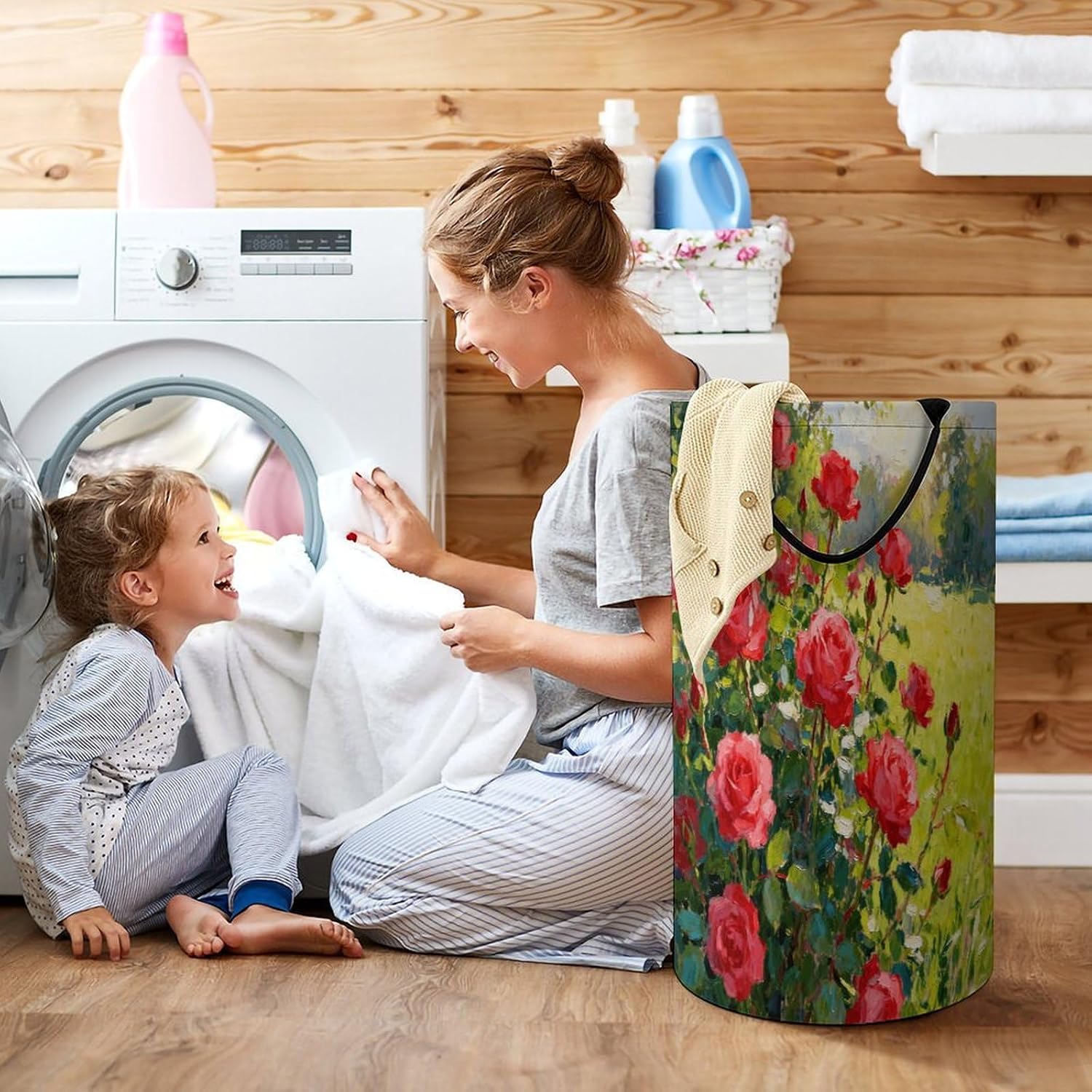Dirty Clothes Basket Extra Large 110l Open Top Laundry Hamper With Portable Carry Handles, Foldable Waterproof Clothes Basket Spacious Laundry Bag For Bedroom Bathroom Laundry Room Dorm