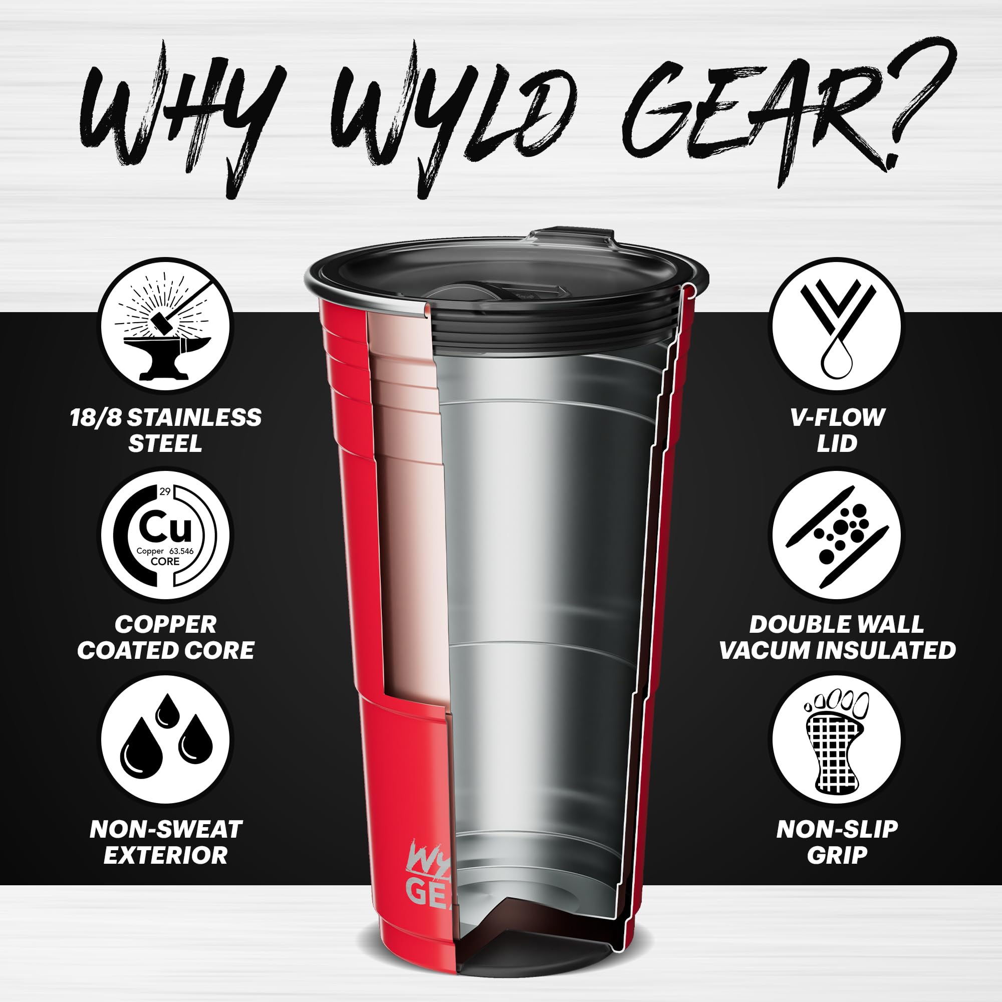 Wyld Gear Kubek imprezowy ze stali nierdzewnej