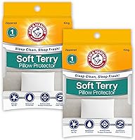 Arm & Hammer Waterproof Soft Terry King Body Pillow Protectors, Zippered Allergen Barrier, Antimicrobial, 2-Pack White