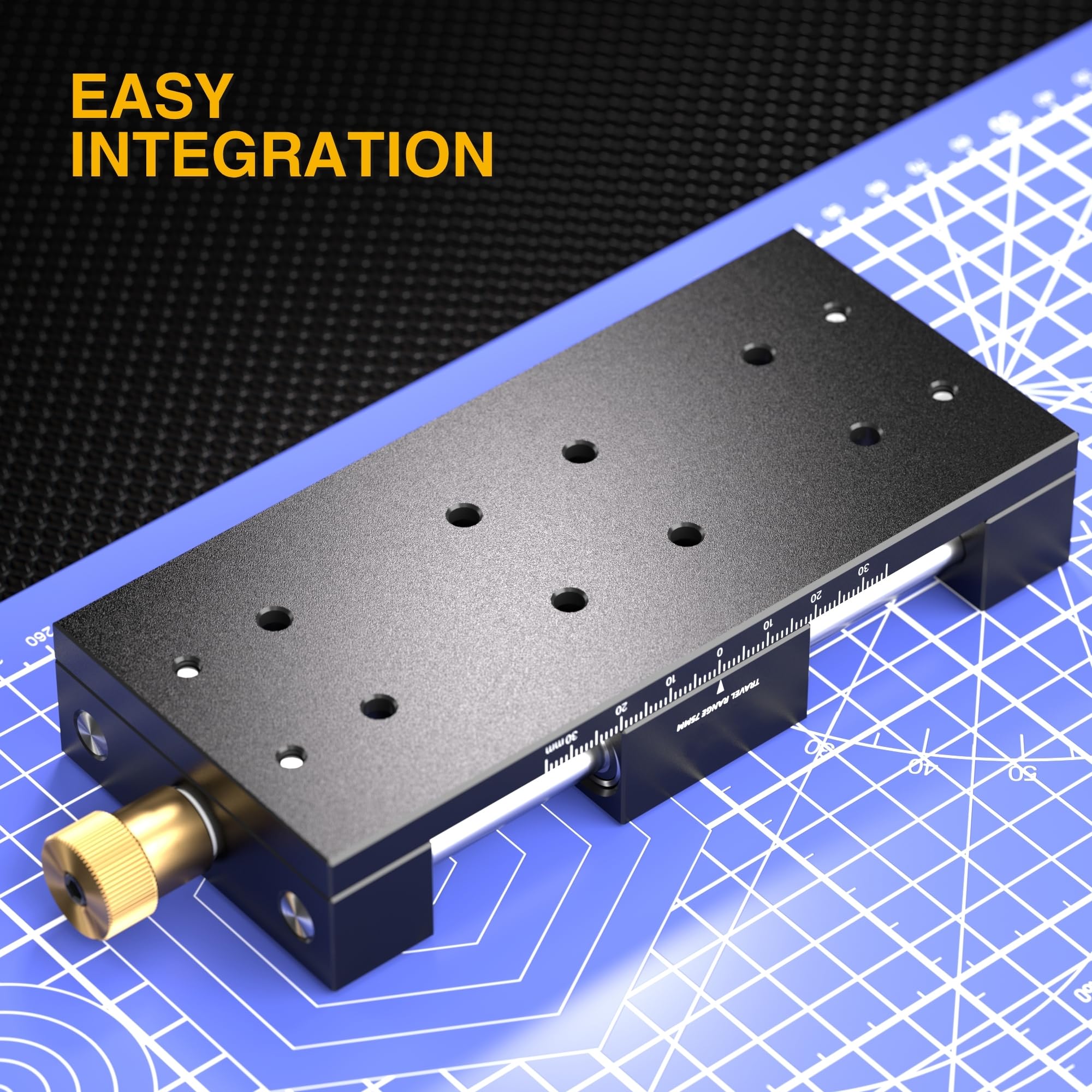 Manual Linear Stage 75mm Sliding Table Linear Rail Guide Aluminium Alloy Slide Stage with Ruler and Base, Manual Translation Displacement Station — Amazon image 6