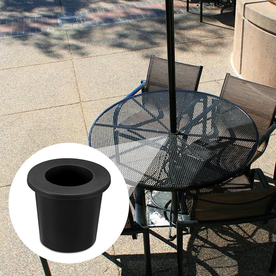 HQLESHUI 3 Pieces Patio Table Umbrella Hole Ring Umbrella Cone Wedge Plug Umbrella Stabilizer Sleeve For 2 To 2 6 Inch Patio Table Hole And 1 5 Inch Or Umbrella Pole Adapter Black