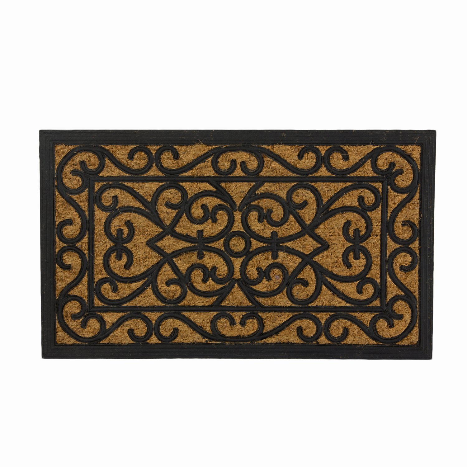 SWHF Rectangle Coir and Rubber Door Mat, Virgin Rubber and Extremely Durable Rectangular Door mat for Indoor and Outdoor(Black)