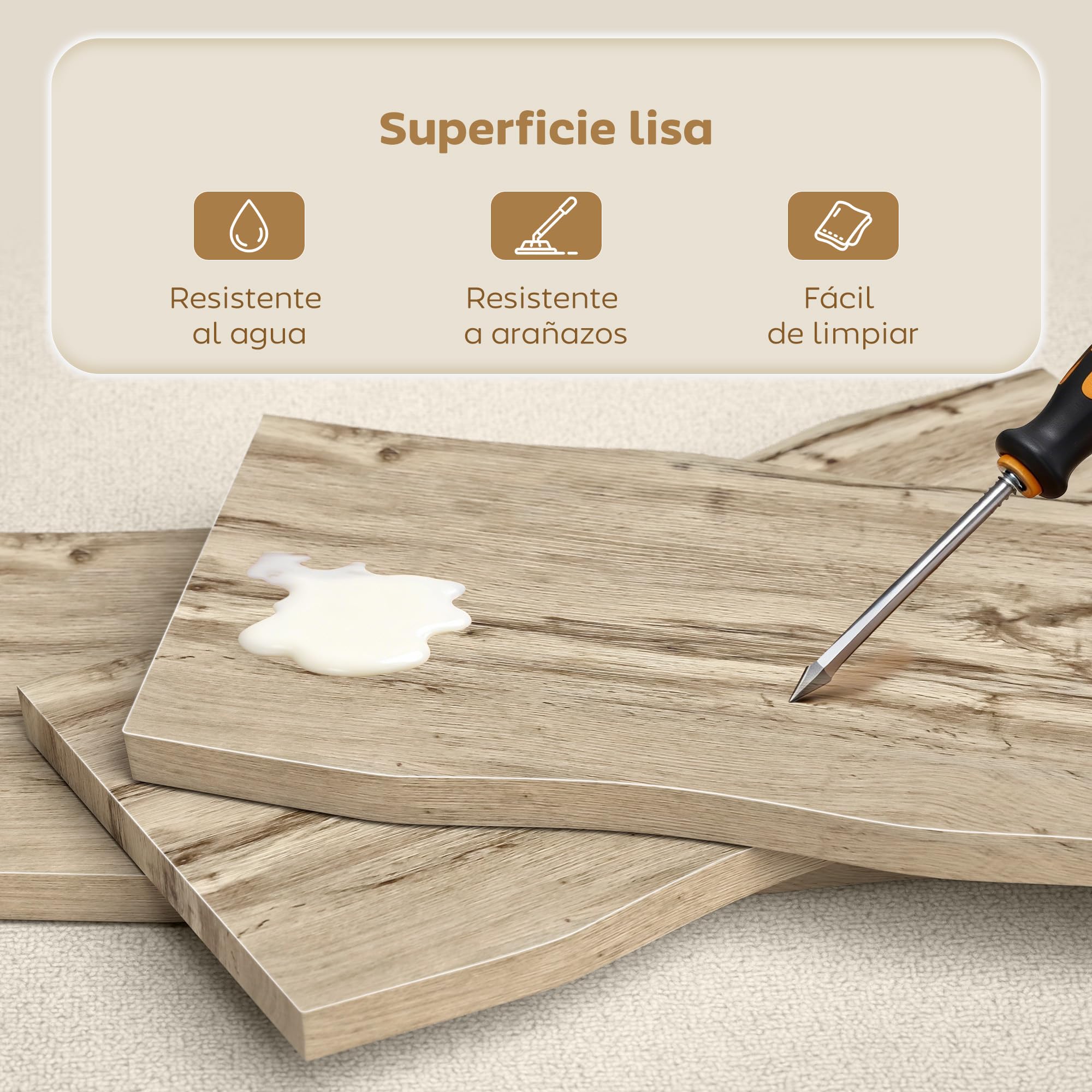 HOMCOM Mesa de Centro Curva con Tablero Grueso de 4 cm 100x50x45 cm Roble | Mesa Baja para Salón Moderno, Patas de Acero, para Sala de Estar, Dormitorio