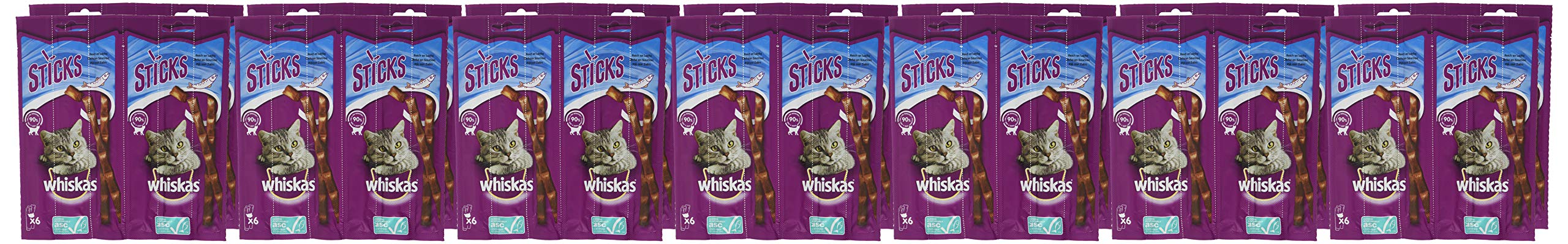 Whiskas Sticks – Katzensnack mit Lachsgeschmack – Unwiderstehliches Geschmackserlebnis – Viele Vitamine und Mineralstoffe – 14 x 36g & Sticks – Katzensnack mit Hühnchengeschmack – 14 x 36g