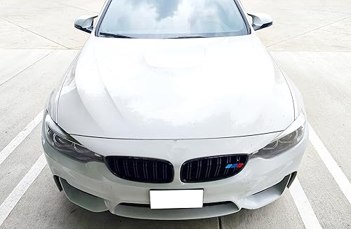 Miniatura 7 de iJDMTOY Emblema icónico de 3 colores a rayas de parrilla inferior/capó con pernos de anclaje de palanca no requiere extracción, compatible con BMW 1