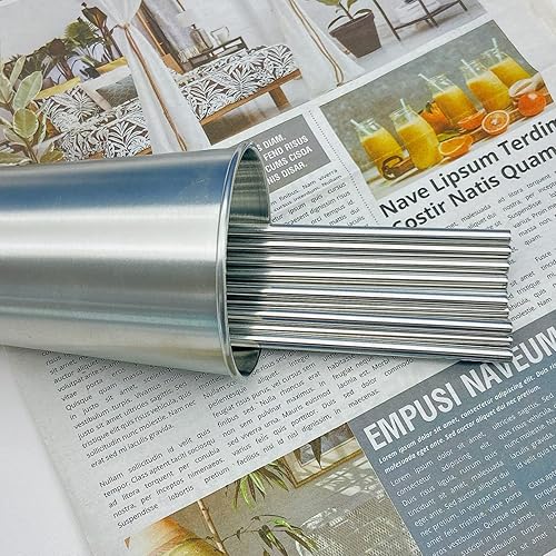 Miniatura 3 de Paquete de 50 popotes rectos reutilizables de metal a granel, pajitas de acero inoxidable de 0.815 pulgadas para bebidas. Pajitas para beber al por