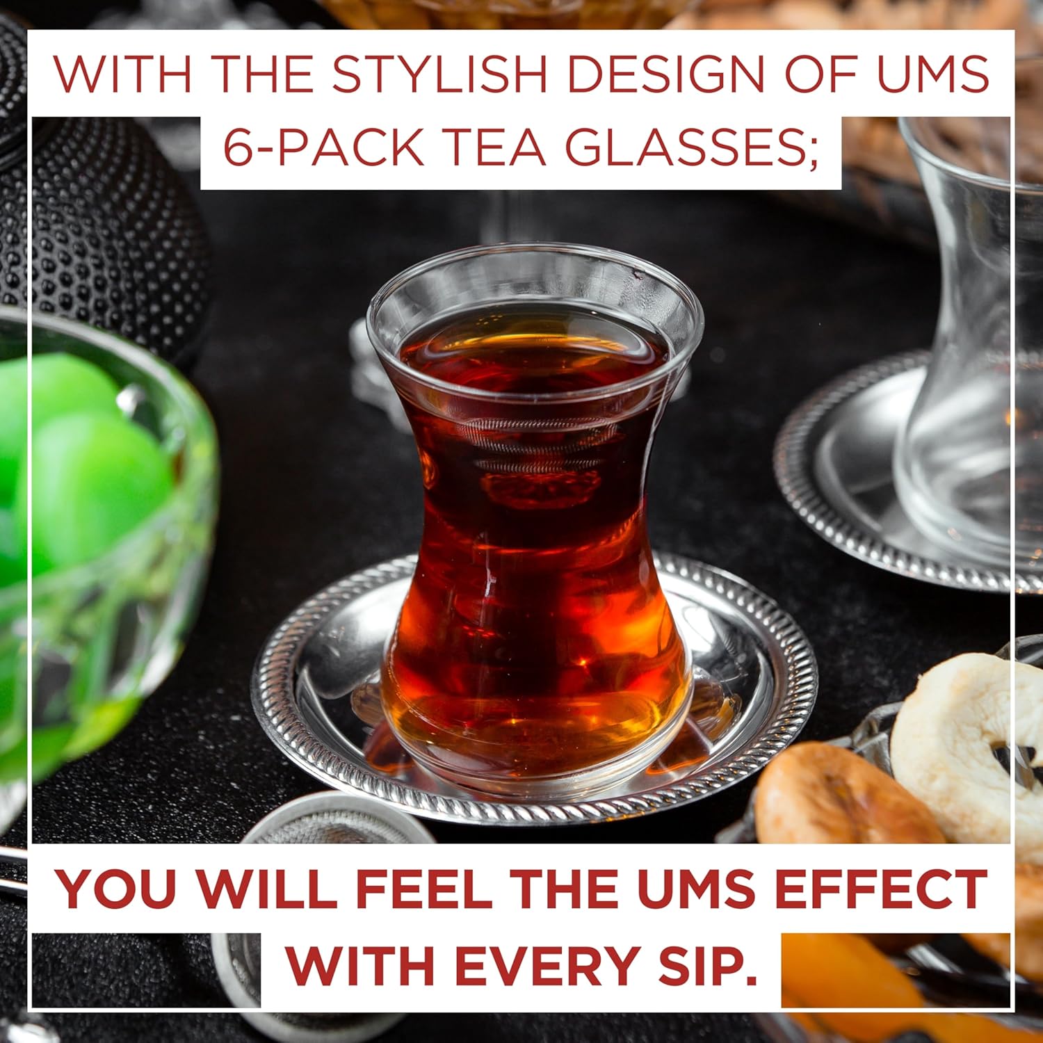 Turkish Tea Glass Set, Slim Waist Design and Thick Sole Prevent Tea From Getting Cold, Easy to Keep for 6 People, 6 Glasses, Useful Set (6 Pieces) - Image 4