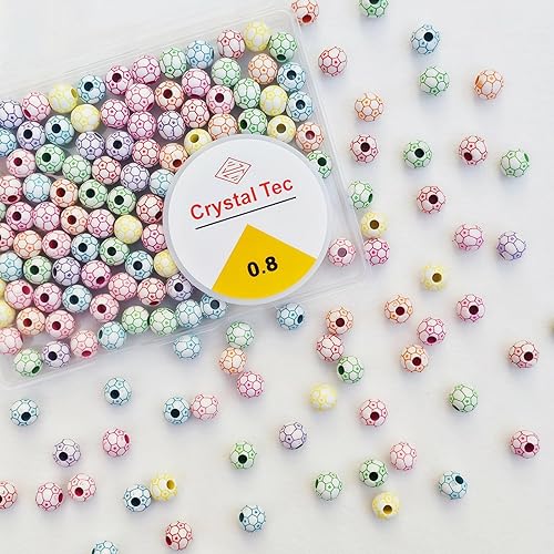 Miniatura 8 de 100 cuentas de pelota de tenis a granel, cuentas deportivas de tenis verdes acrílicas, cuentas espaciadoras redondas con cuerda elástica para