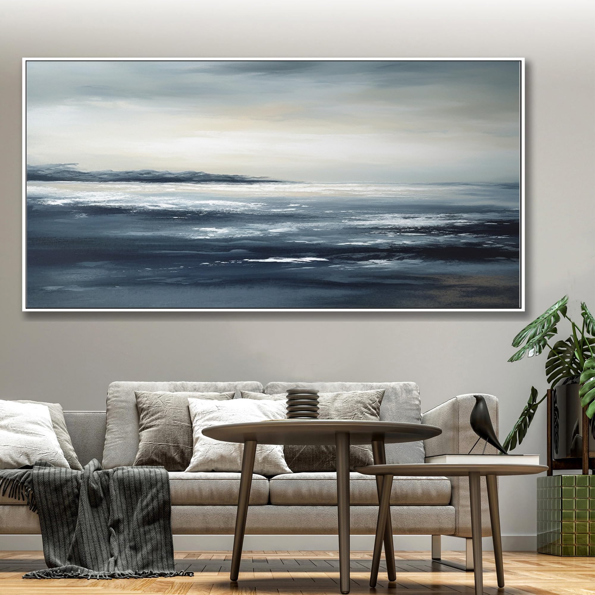 Amazon.com: ‎UYLHJKLZ Original Blue Abstract Ocean Oil Painting