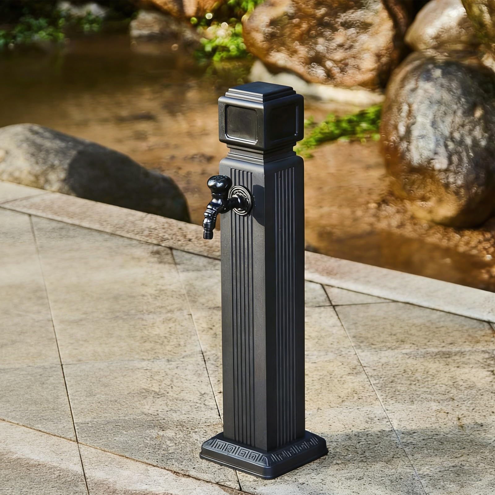 XDLEDMKIZ Outdoor Water Column Garden Hydrant with Copper Faucet and Spray Gun, Frost-Proof Freestanding Water Spigot, Dual Inlet Yard
