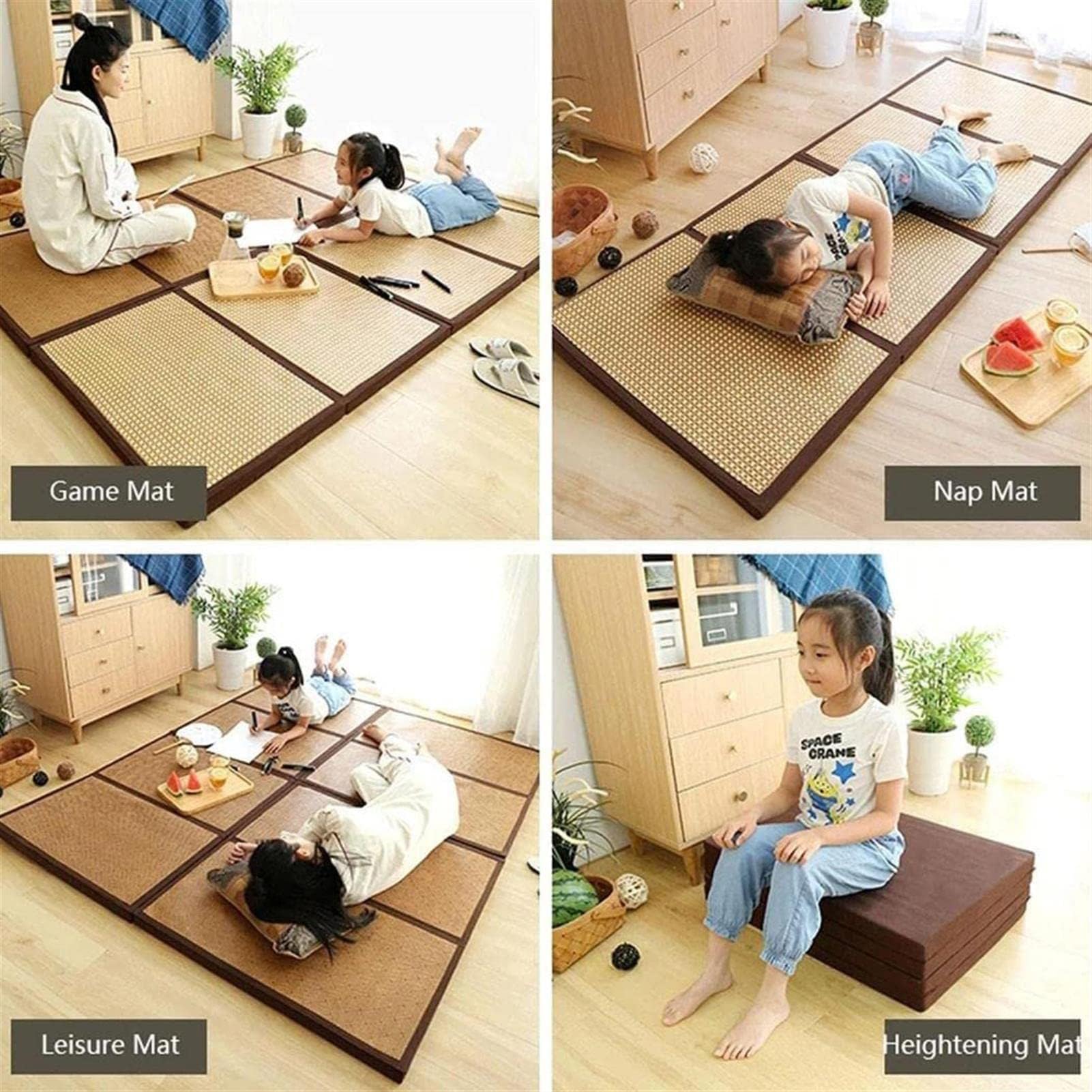 Esterilla Refrescante De RatáN, Cama Plegable Refrescante De Verano, Tatami Tradicional, FutóN De RatáN Extra Grueso, para Salas MeditacióN, Yoga, Zen O Té