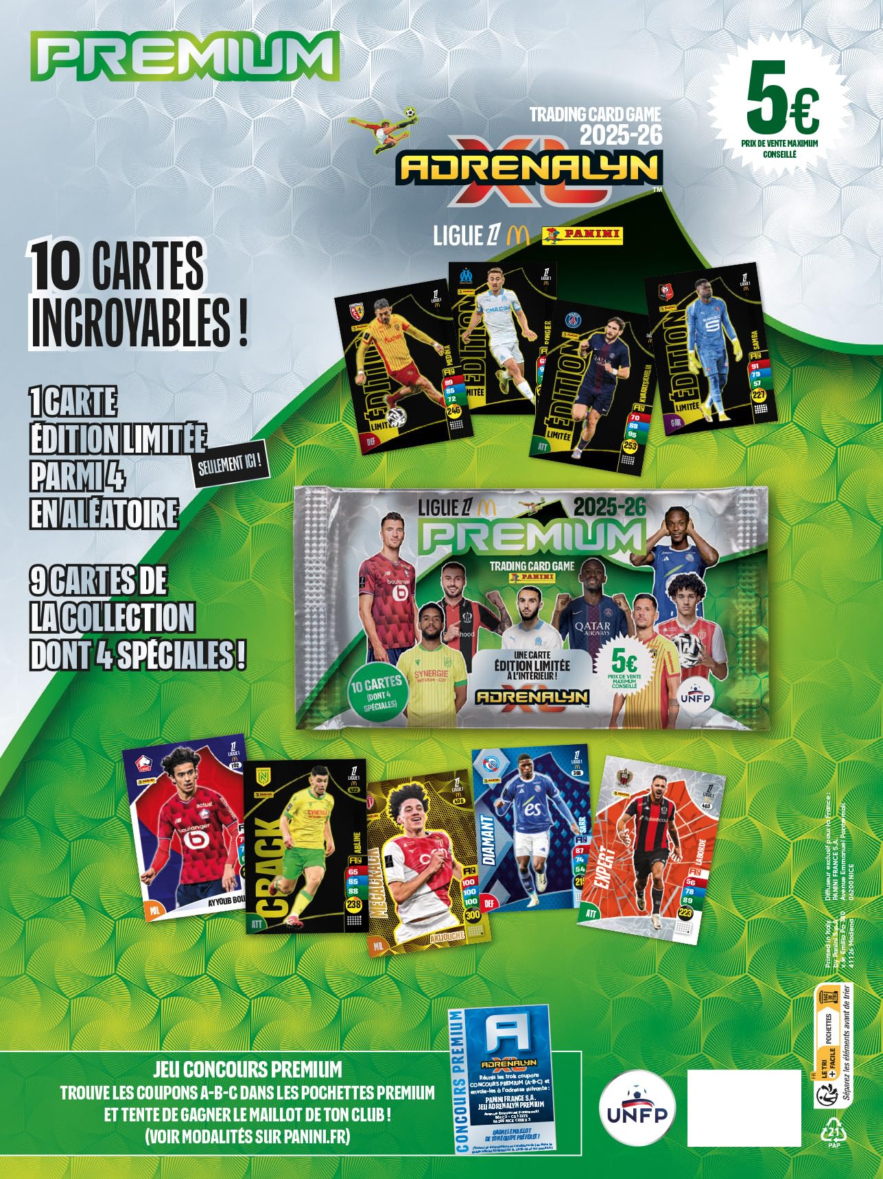 Panini Adrenalyn Ligue 1 McDonald's 2025-2026 Trading Cards Game Premium Pouch of 10 Cards
